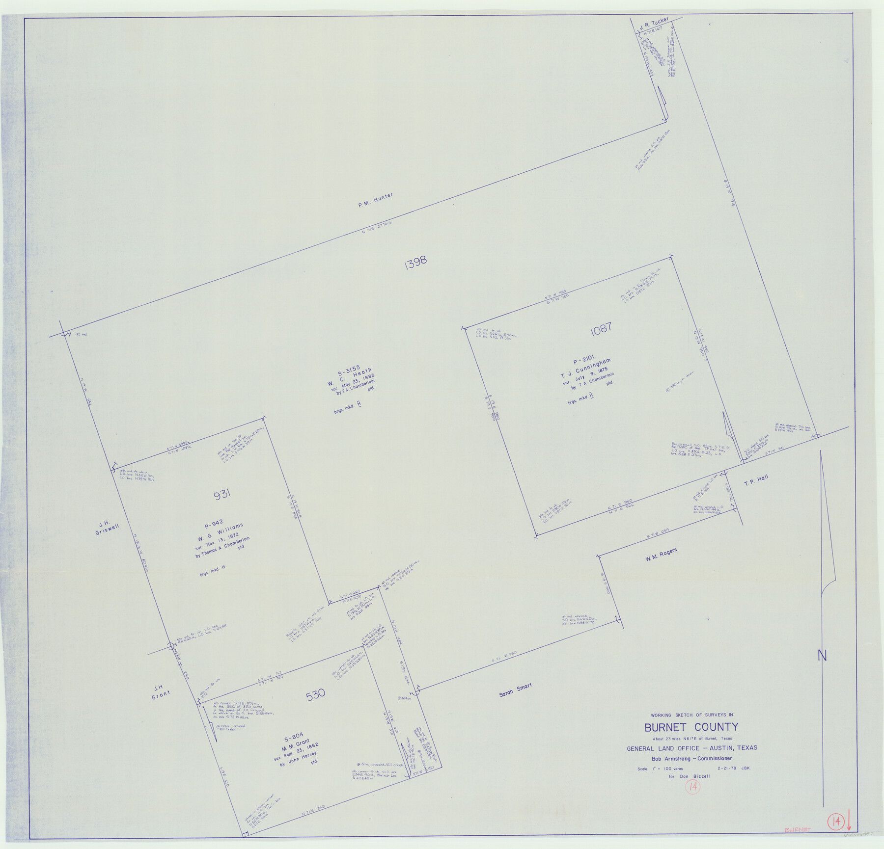 67857, Burnet County Working Sketch 14, General Map Collection