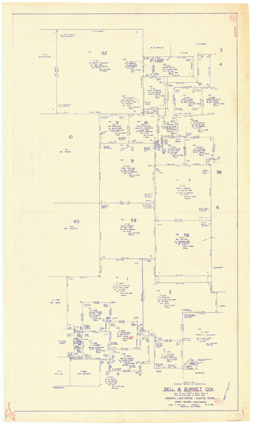 67864, Burnet County Working Sketch 21, General Map Collection