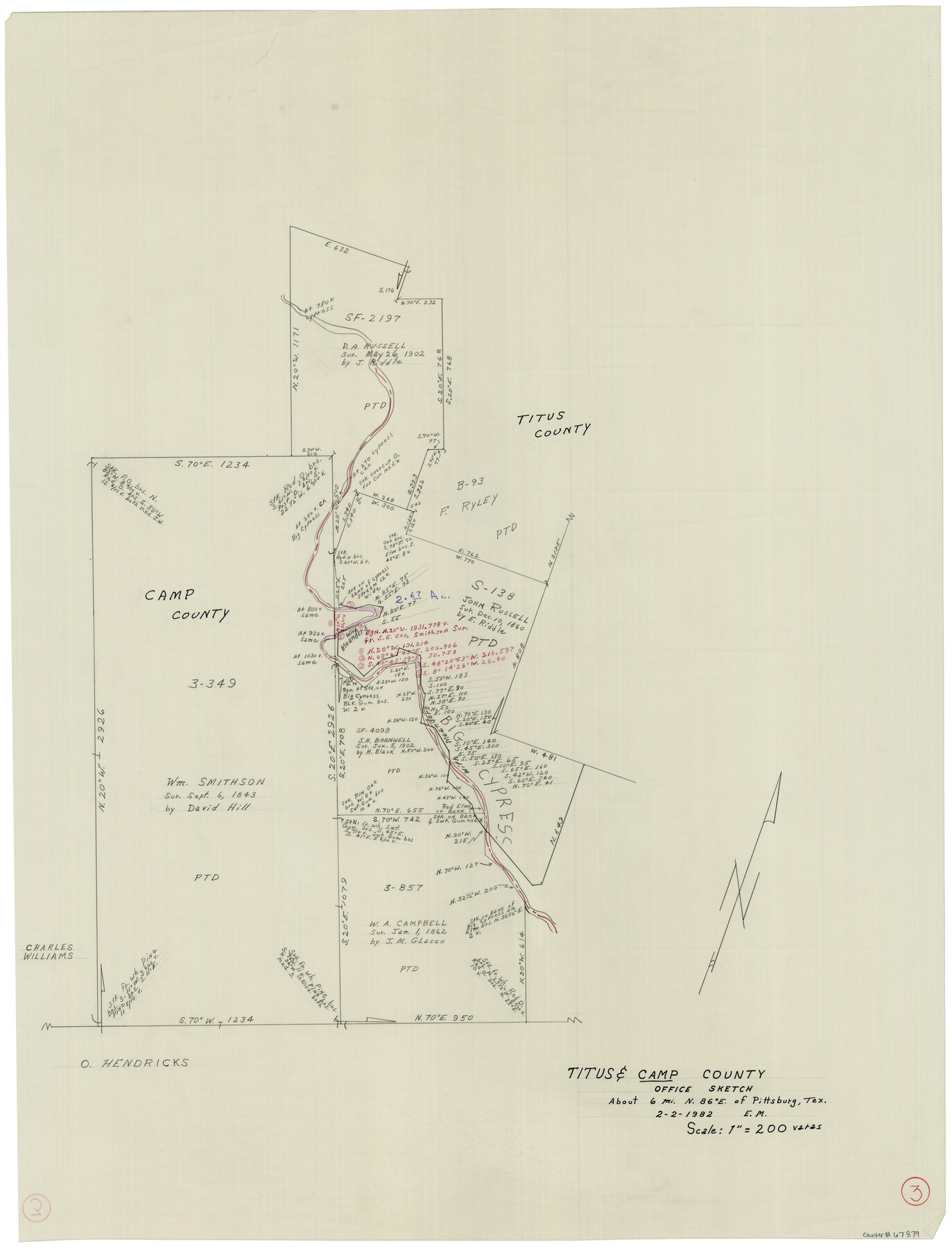 67879, Camp County Working Sketch 3, General Map Collection
