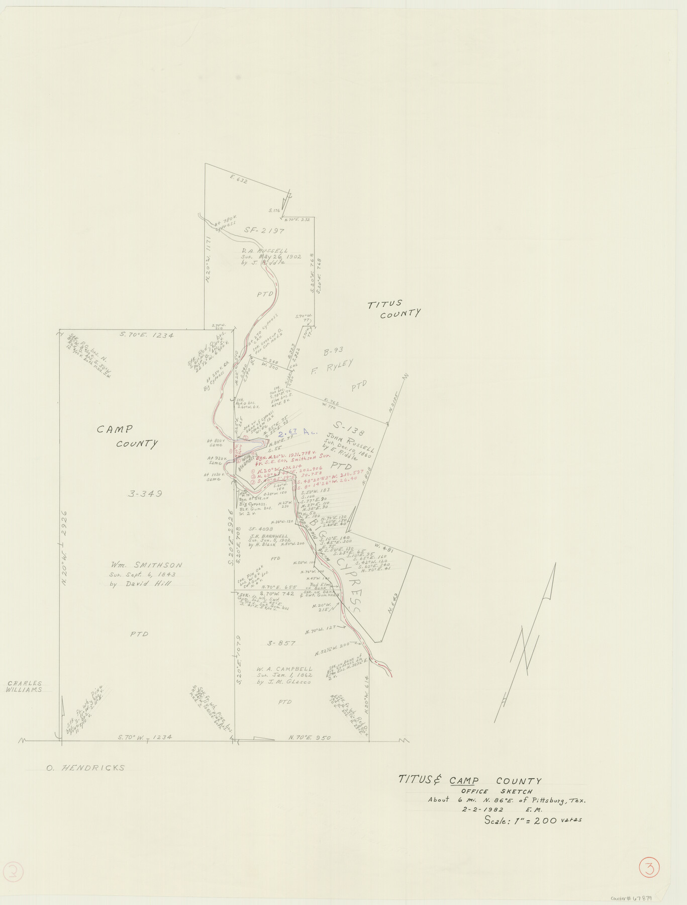 67879, Camp County Working Sketch 3, General Map Collection