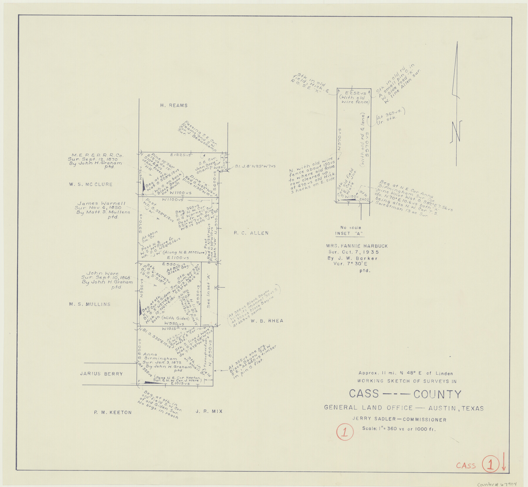 67904, Cass County Working Sketch 1, General Map Collection