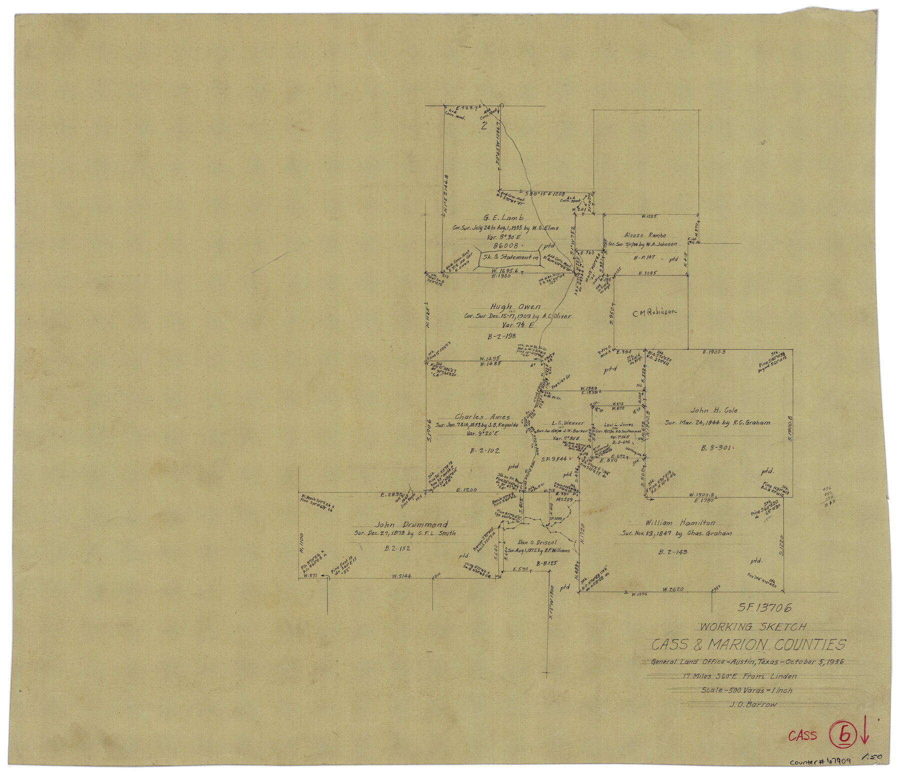 67909, Cass County Working Sketch 6, General Map Collection
