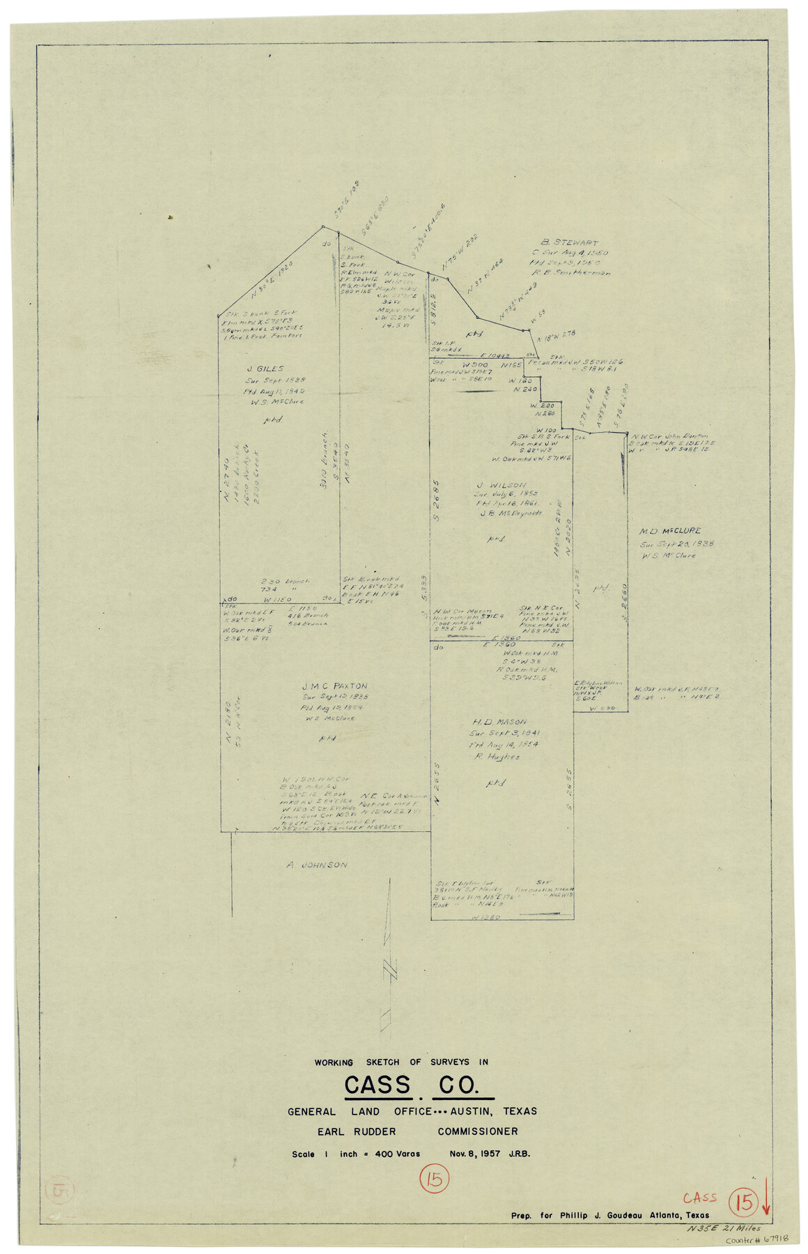 67918, Cass County Working Sketch 15, General Map Collection
