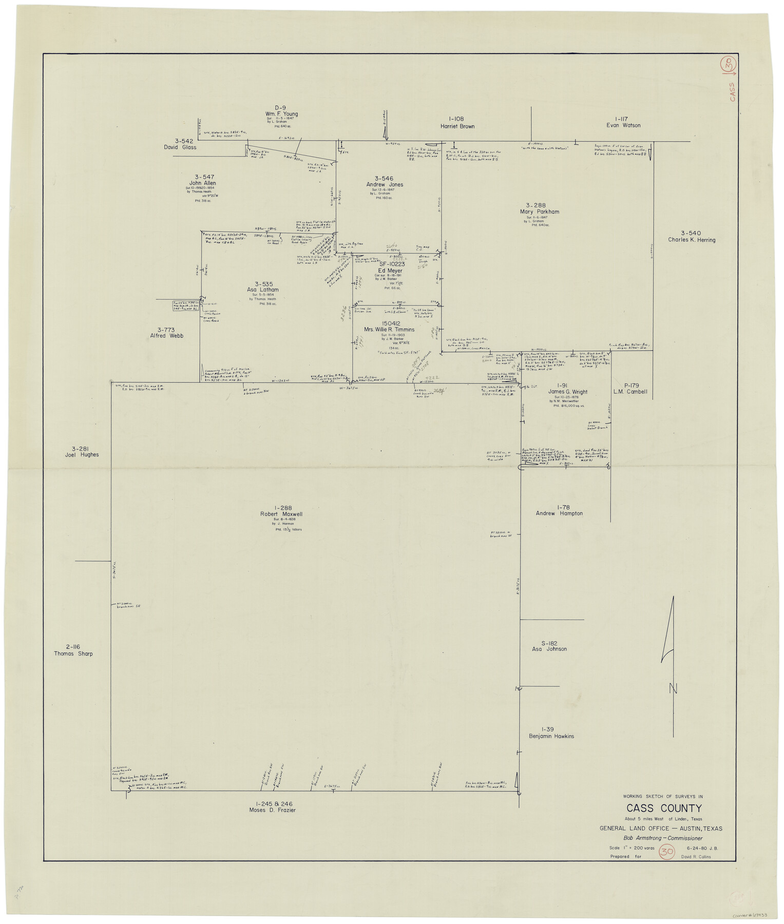67933, Cass County Working Sketch 30, General Map Collection
