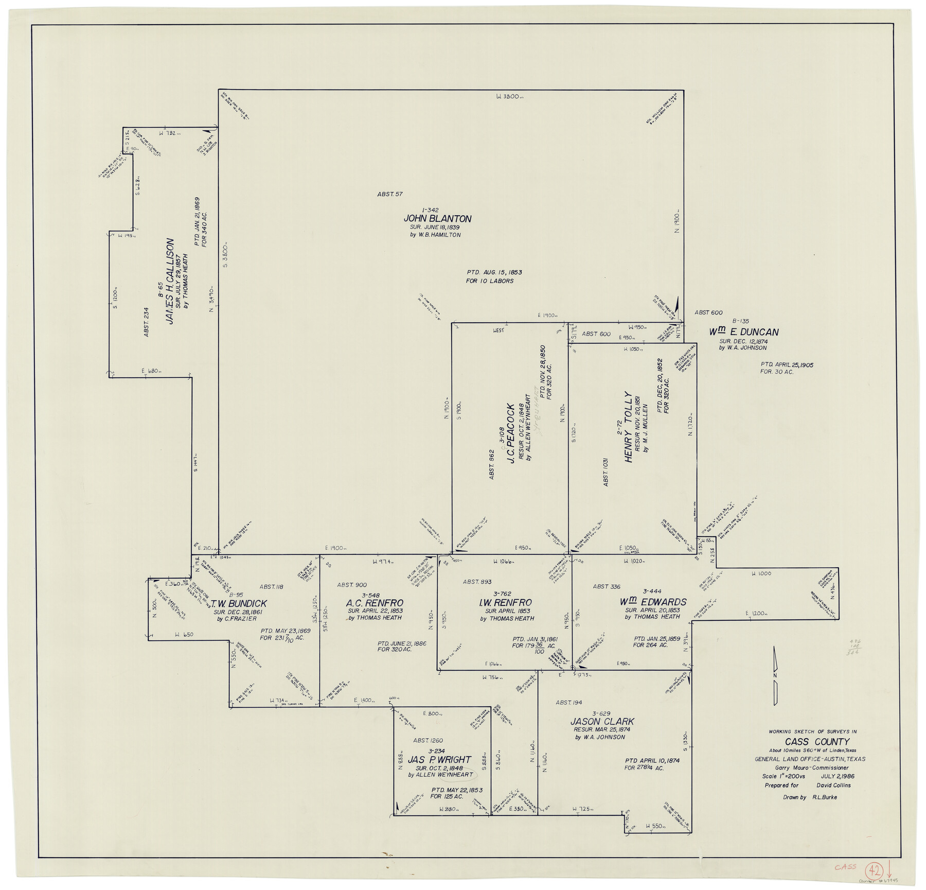 67945, Cass County Working Sketch 42, General Map Collection
