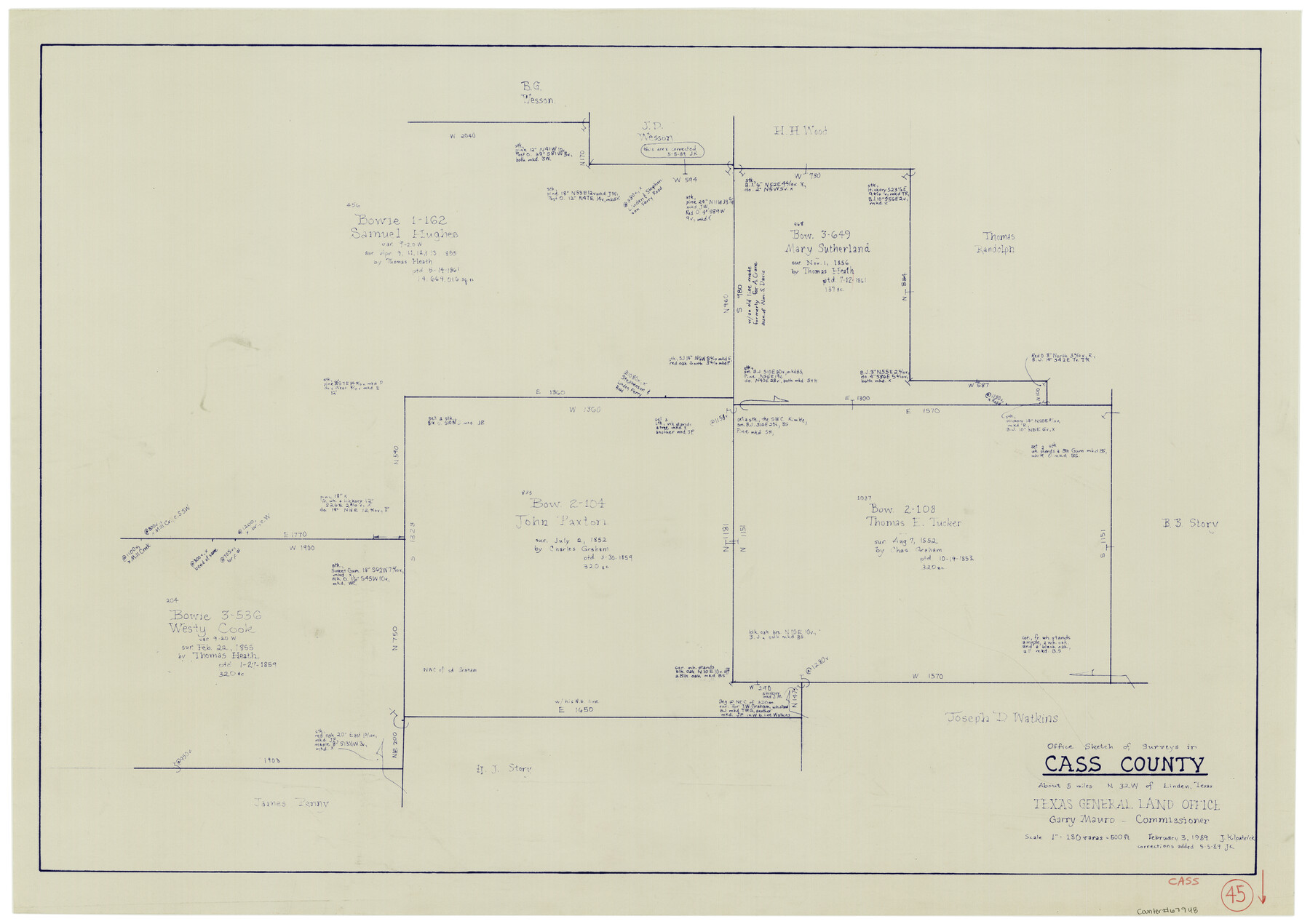 67948, Cass County Working Sketch 45, General Map Collection

