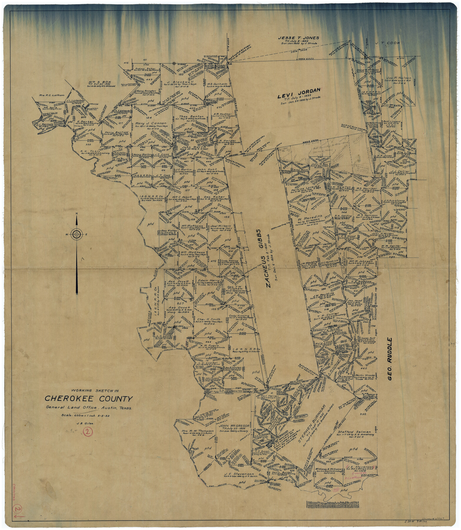 67957, Cherokee County Working Sketch 2, General Map Collection
