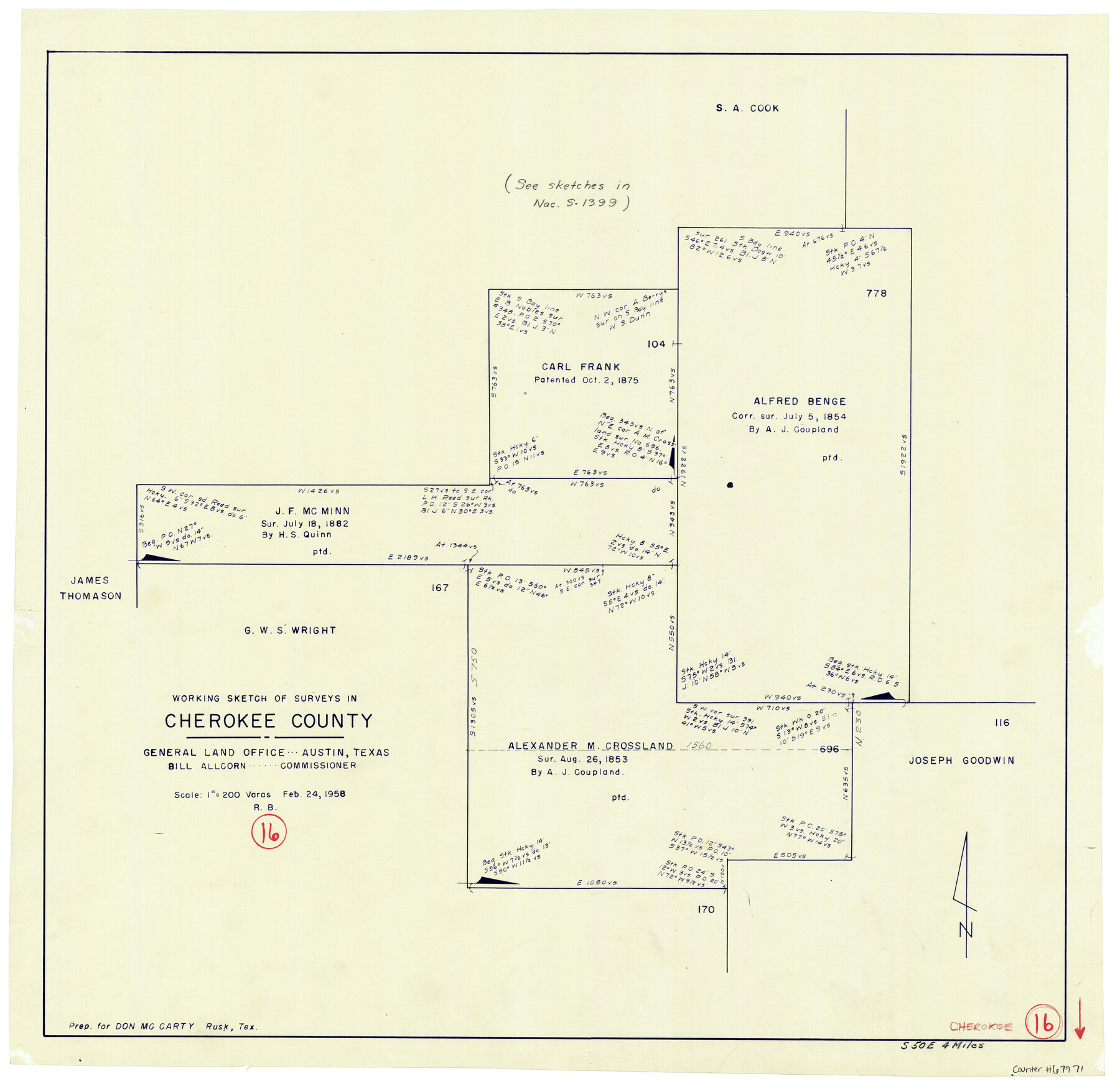 67971, Cherokee County Working Sketch 16, General Map Collection

