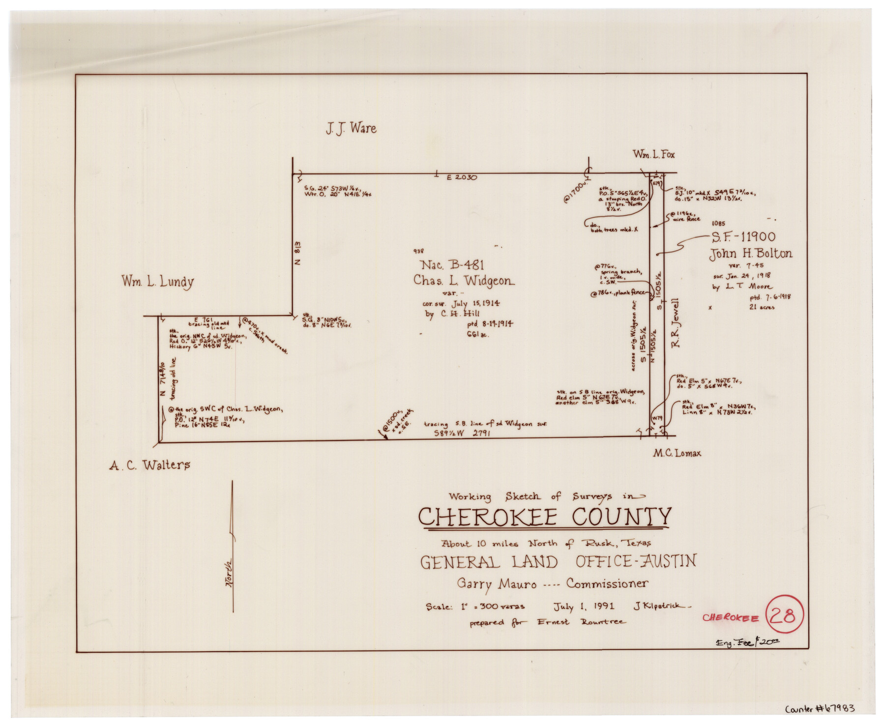 67983, Cherokee County Working Sketch 28, General Map Collection
