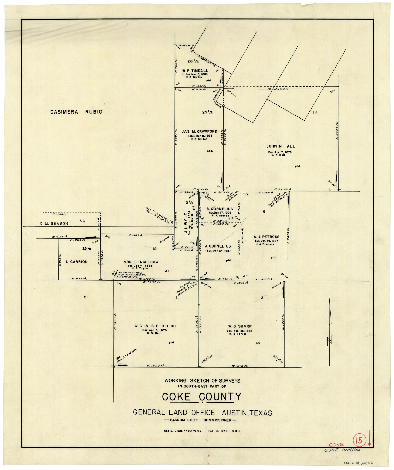 68052, Coke County Working Sketch 15, General Map Collection
