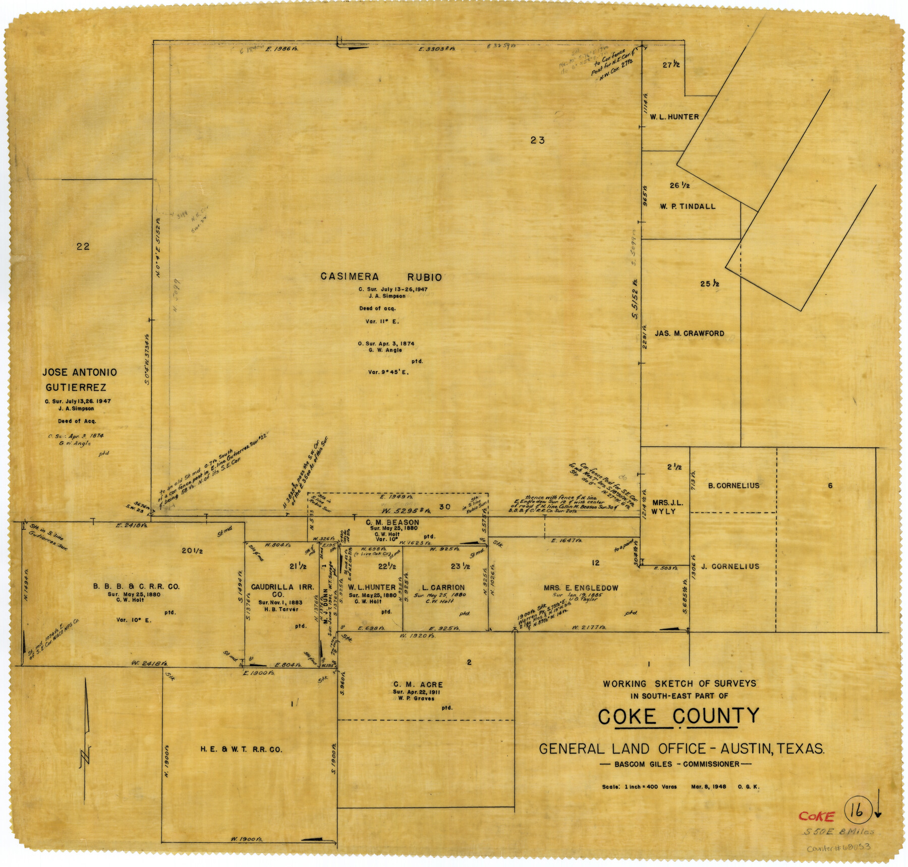 68053, Coke County Working Sketch 16, General Map Collection