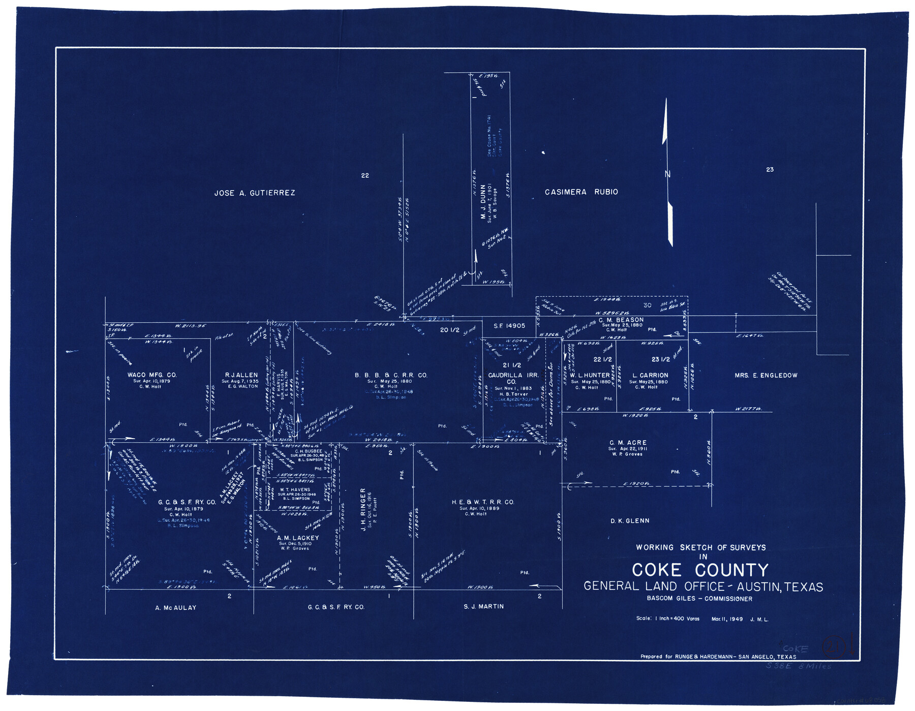 68058, Coke County Working Sketch 21, General Map Collection
