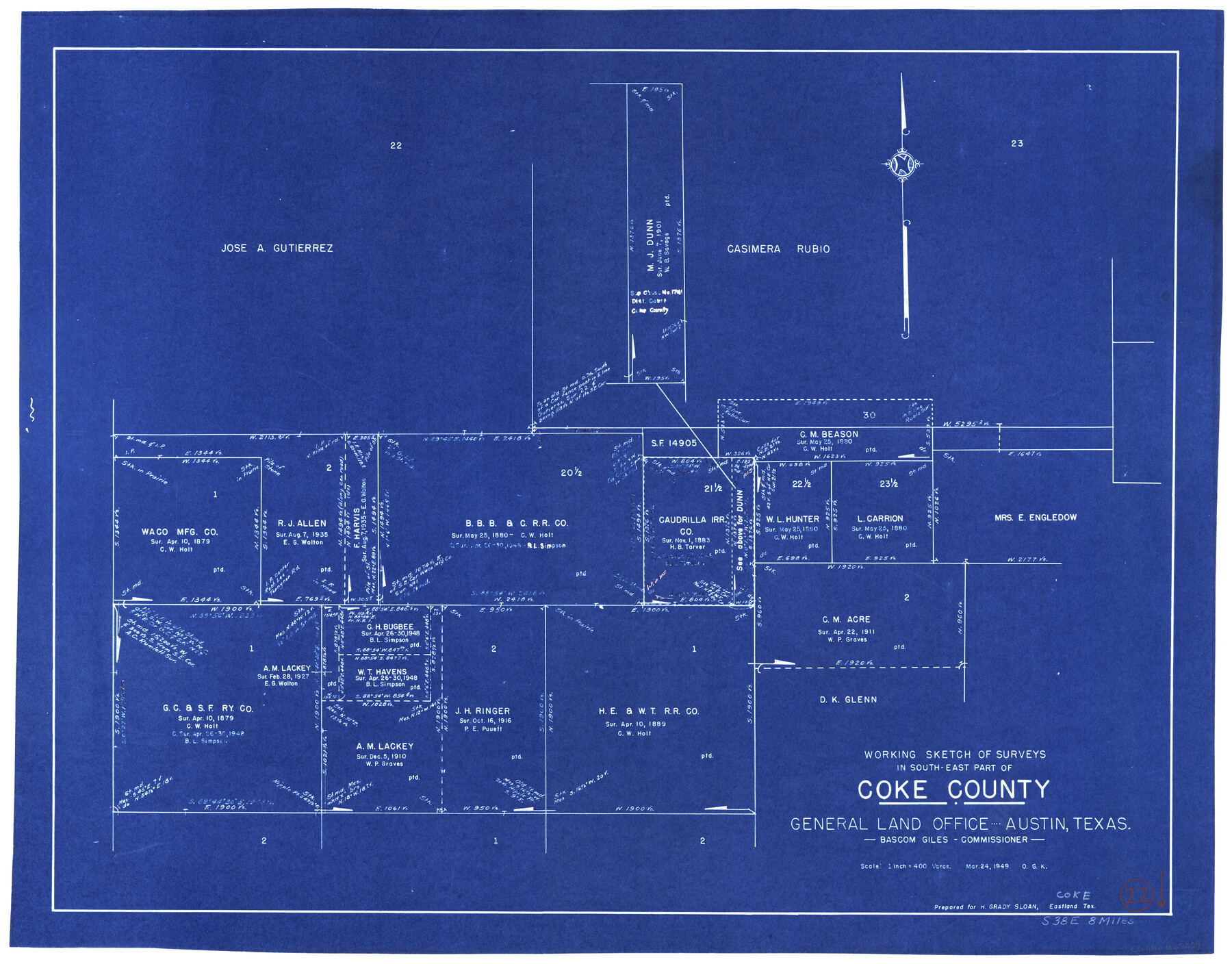 68059, Coke County Working Sketch 22, General Map Collection
