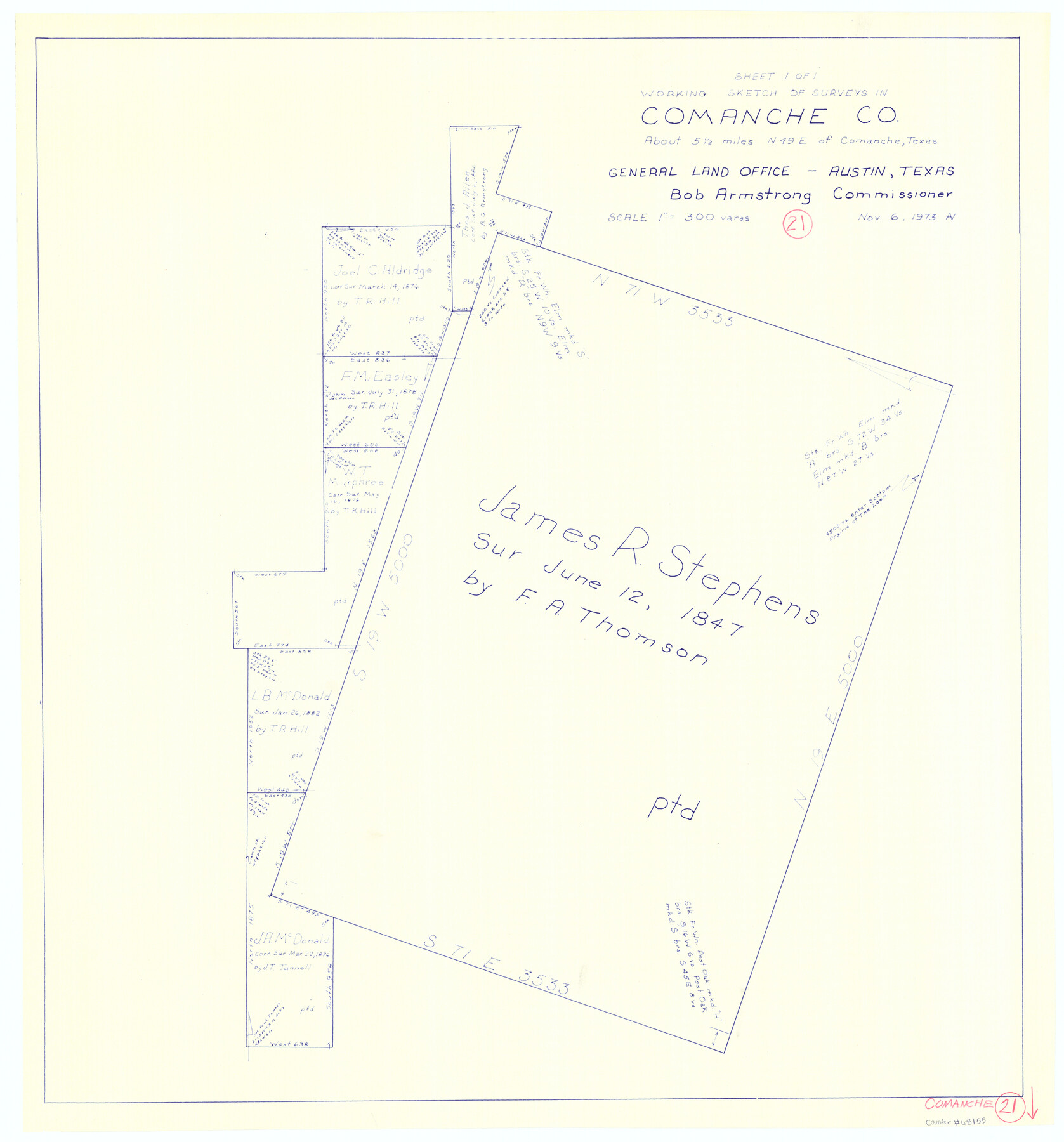 68155, Comanche County Working Sketch 21, General Map Collection