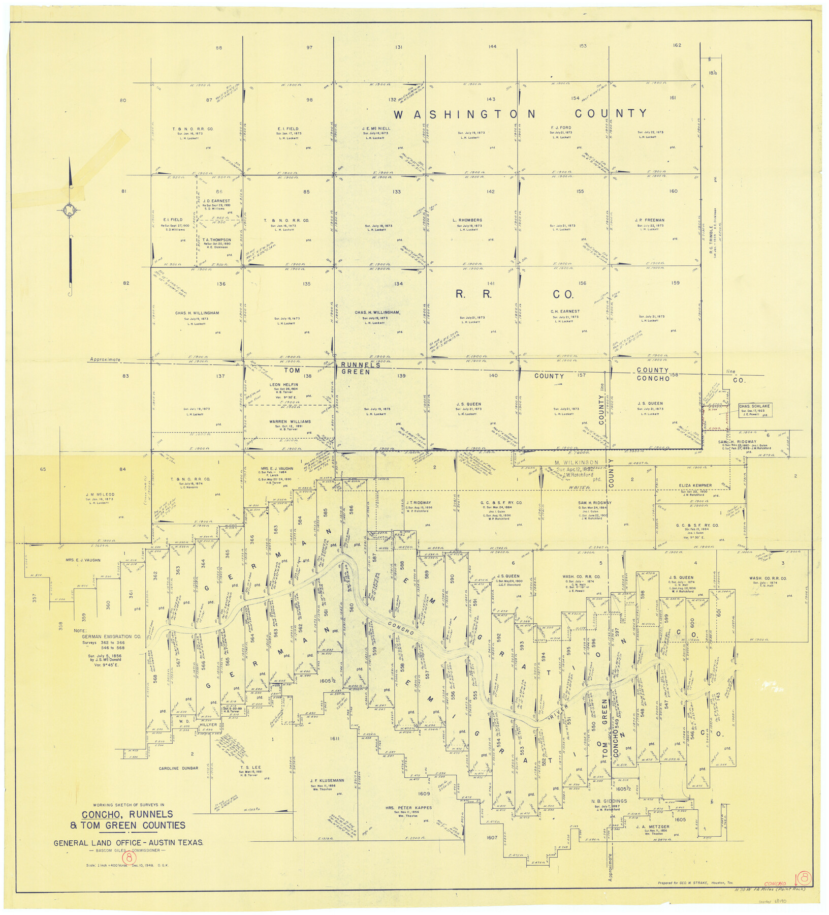 68190, Concho County Working Sketch 8, General Map Collection