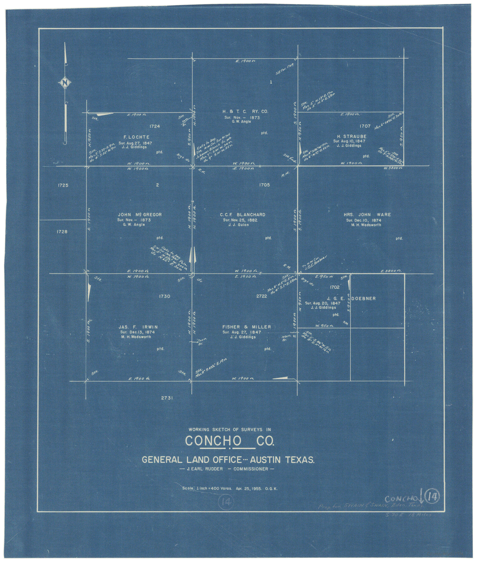 68196, Concho County Working Sketch 14, General Map Collection
