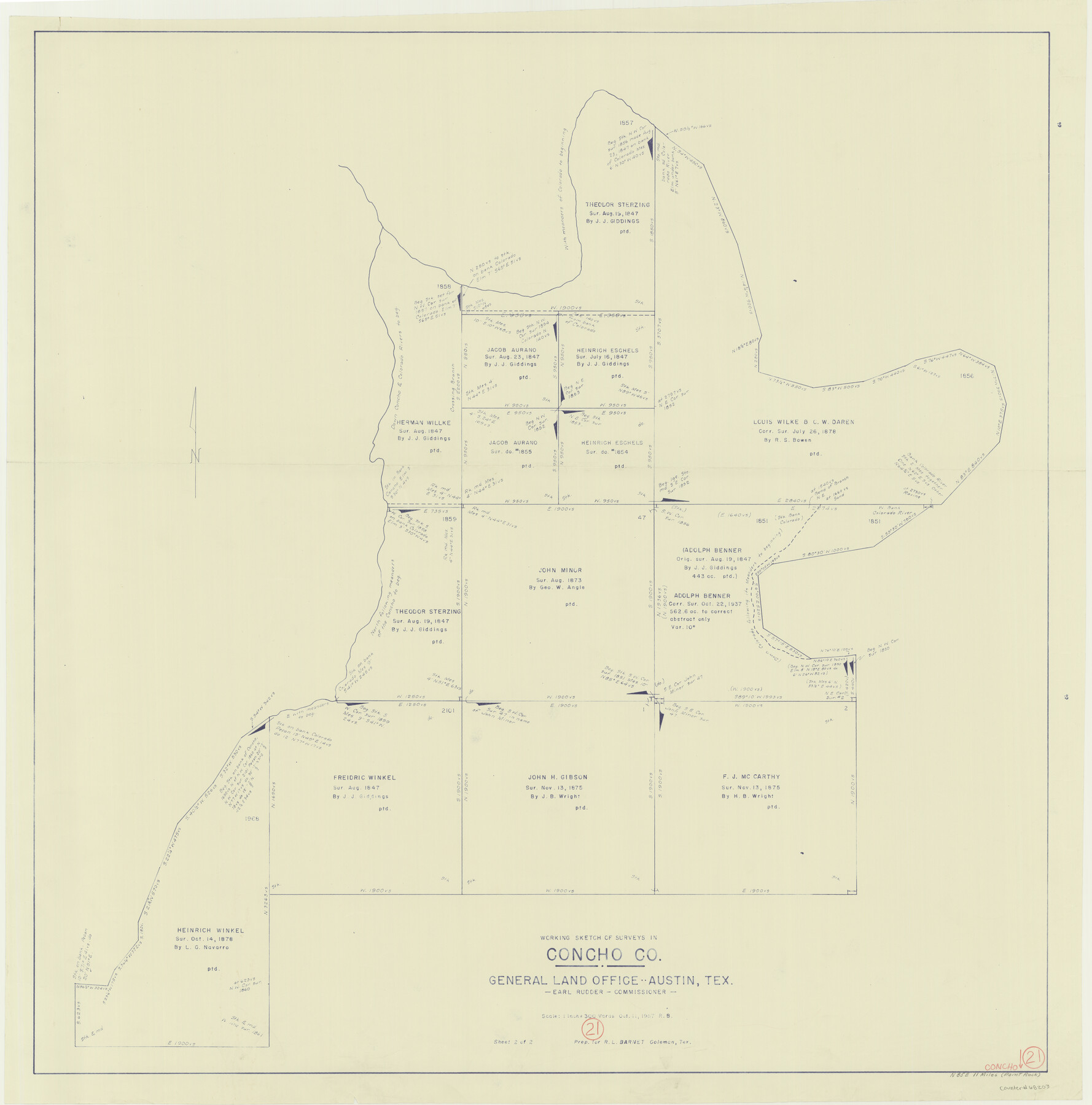 68203, Concho County Working Sketch 21, General Map Collection