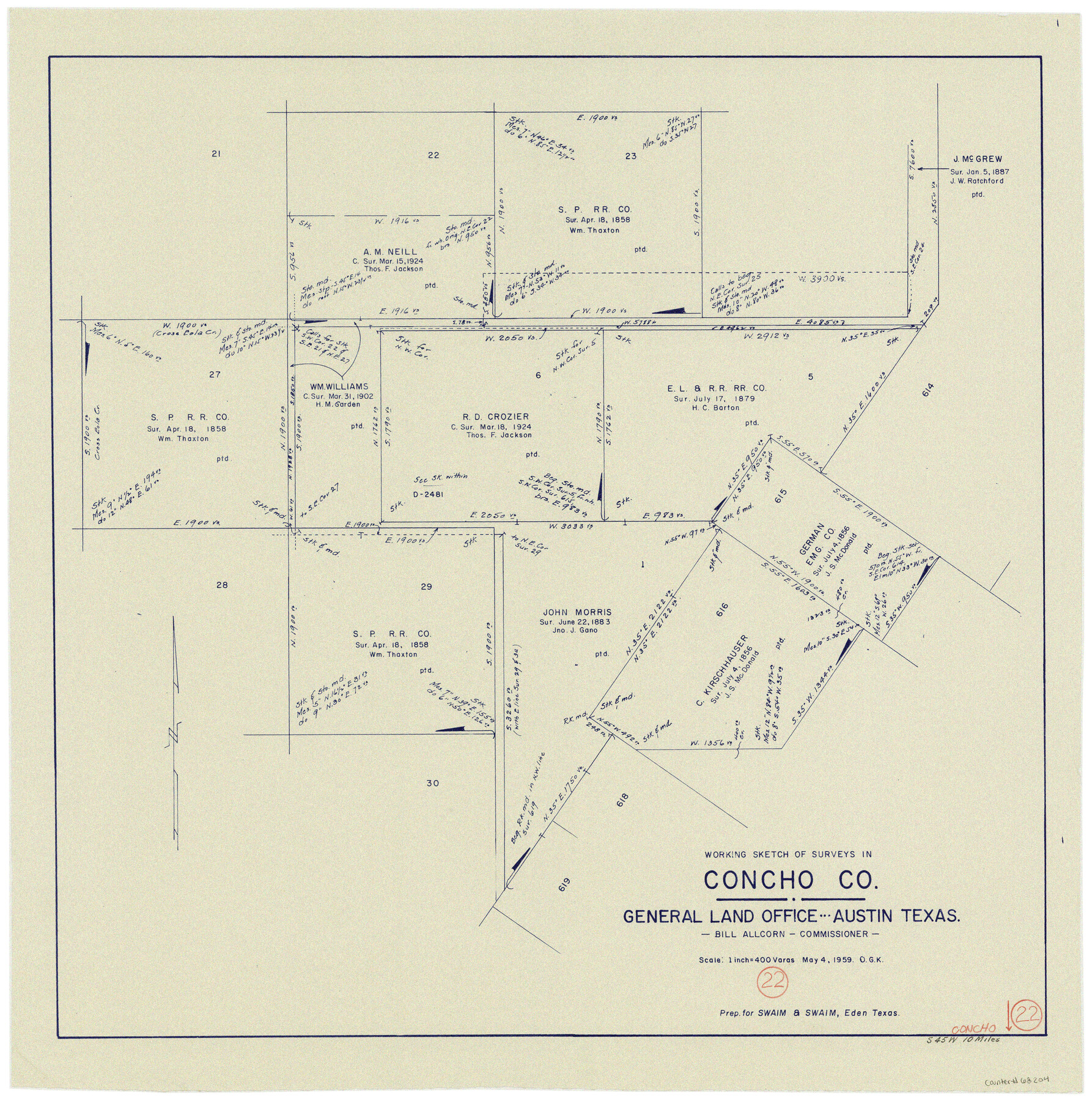 68204, Concho County Working Sketch 22, General Map Collection
