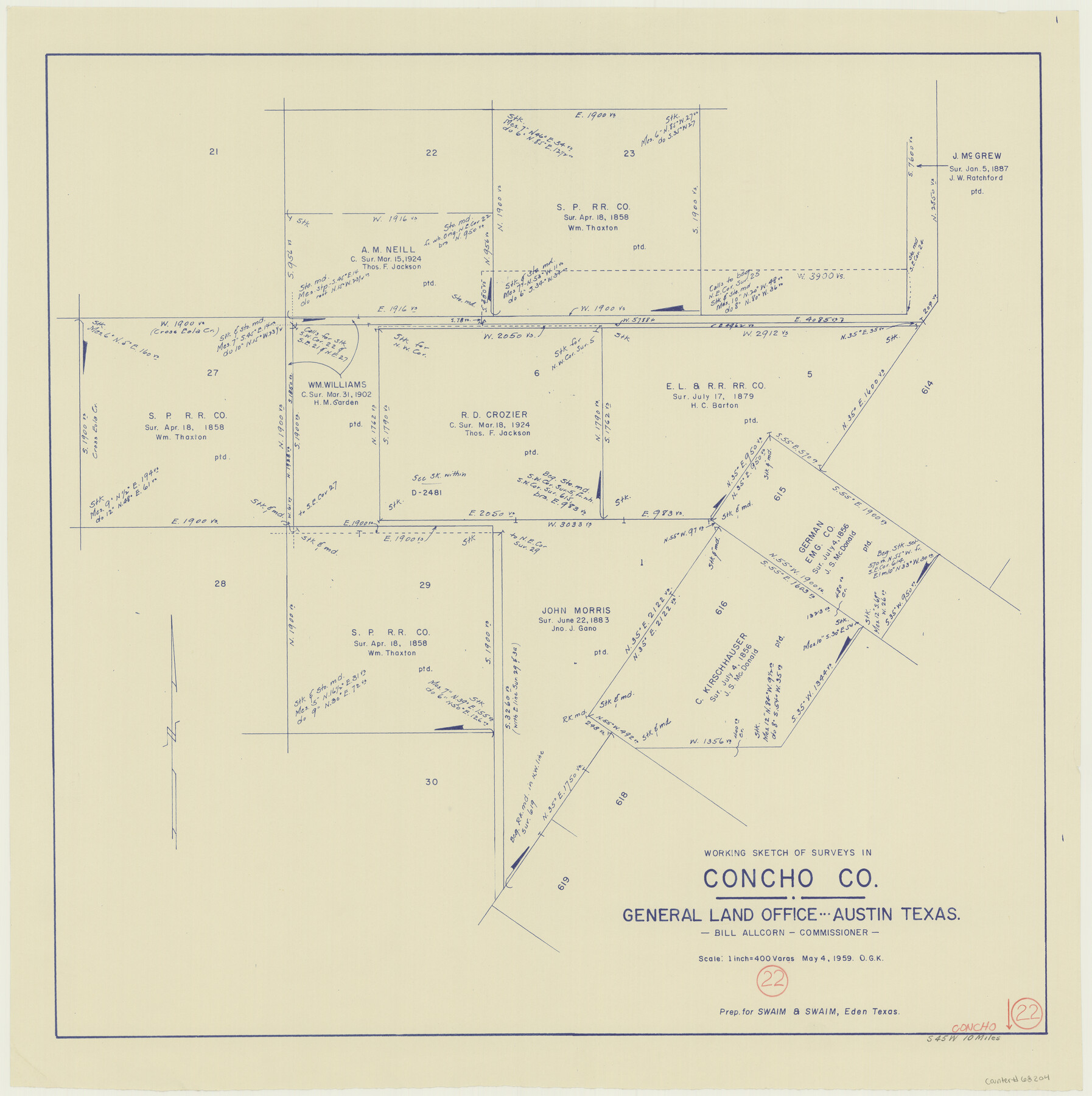 68204, Concho County Working Sketch 22, General Map Collection