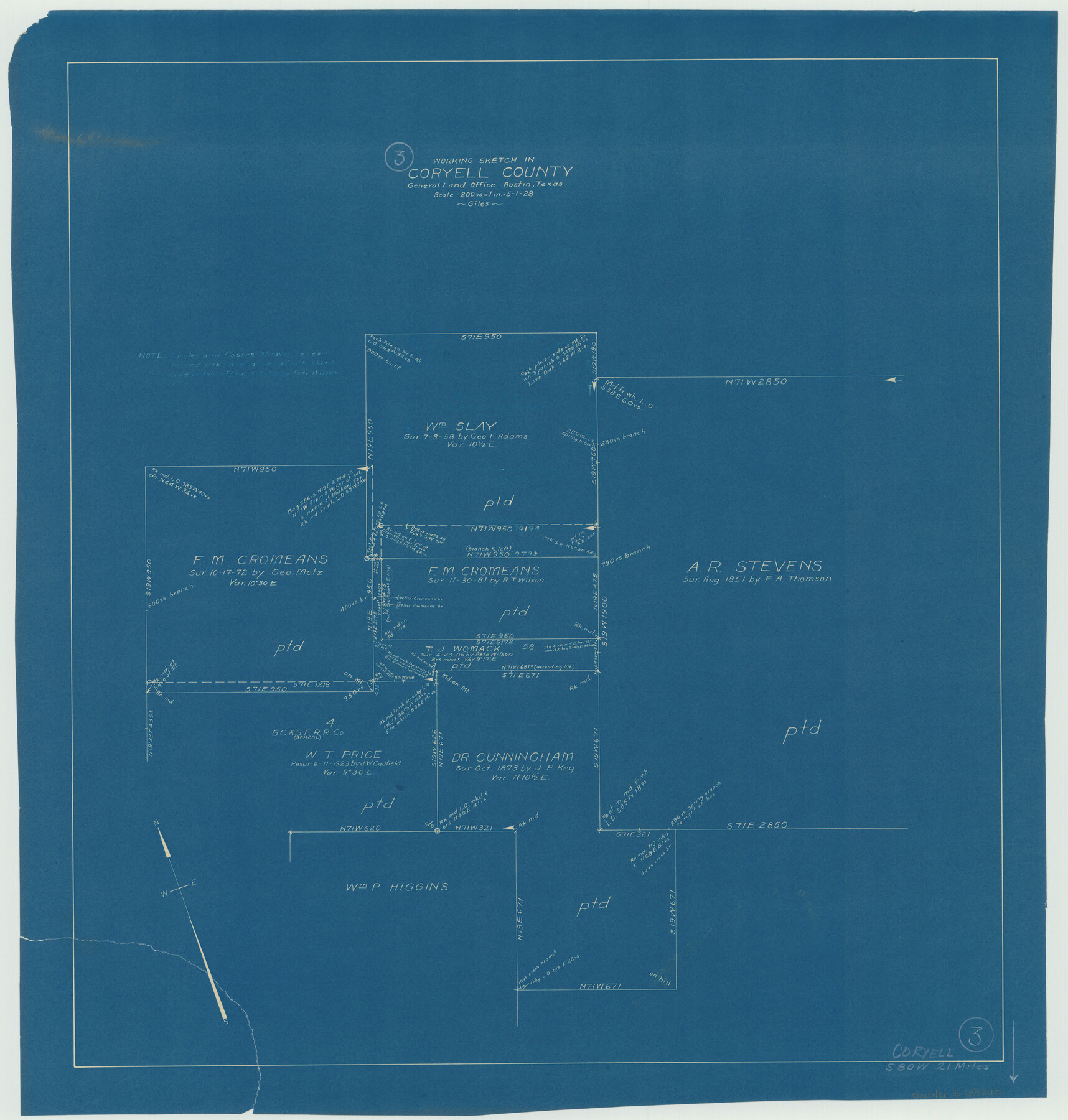 68210, Coryell County Working Sketch 3, General Map Collection