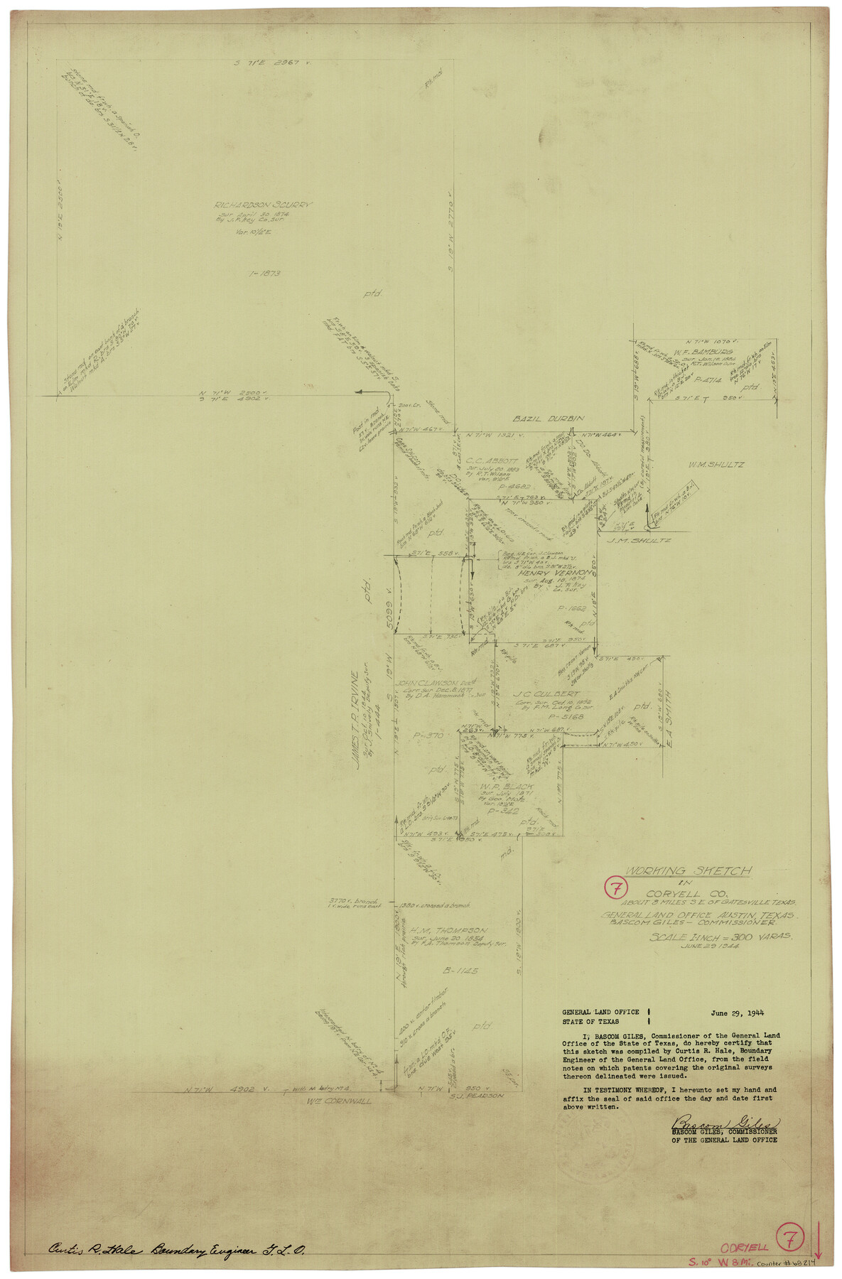 68214, Coryell County Working Sketch 7, General Map Collection
