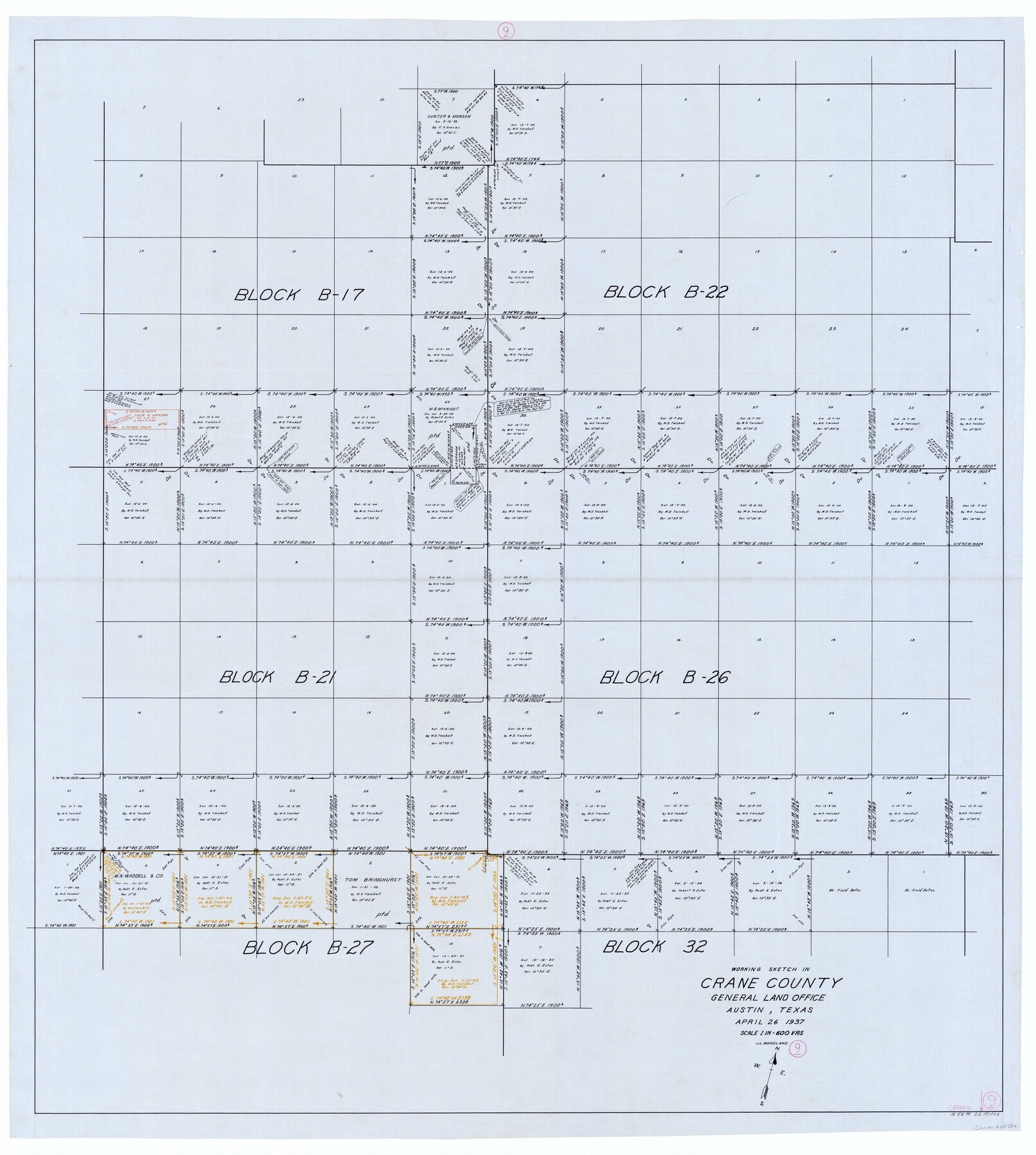 68286, Crane County Working Sketch 9, General Map Collection
