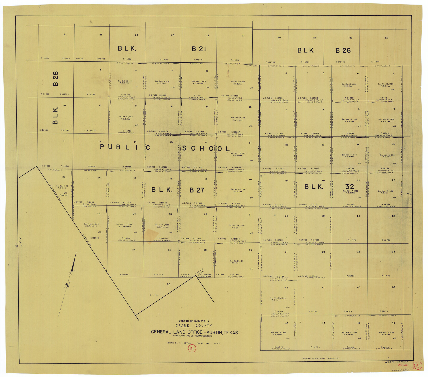 68292, Crane County Working Sketch 15, General Map Collection
