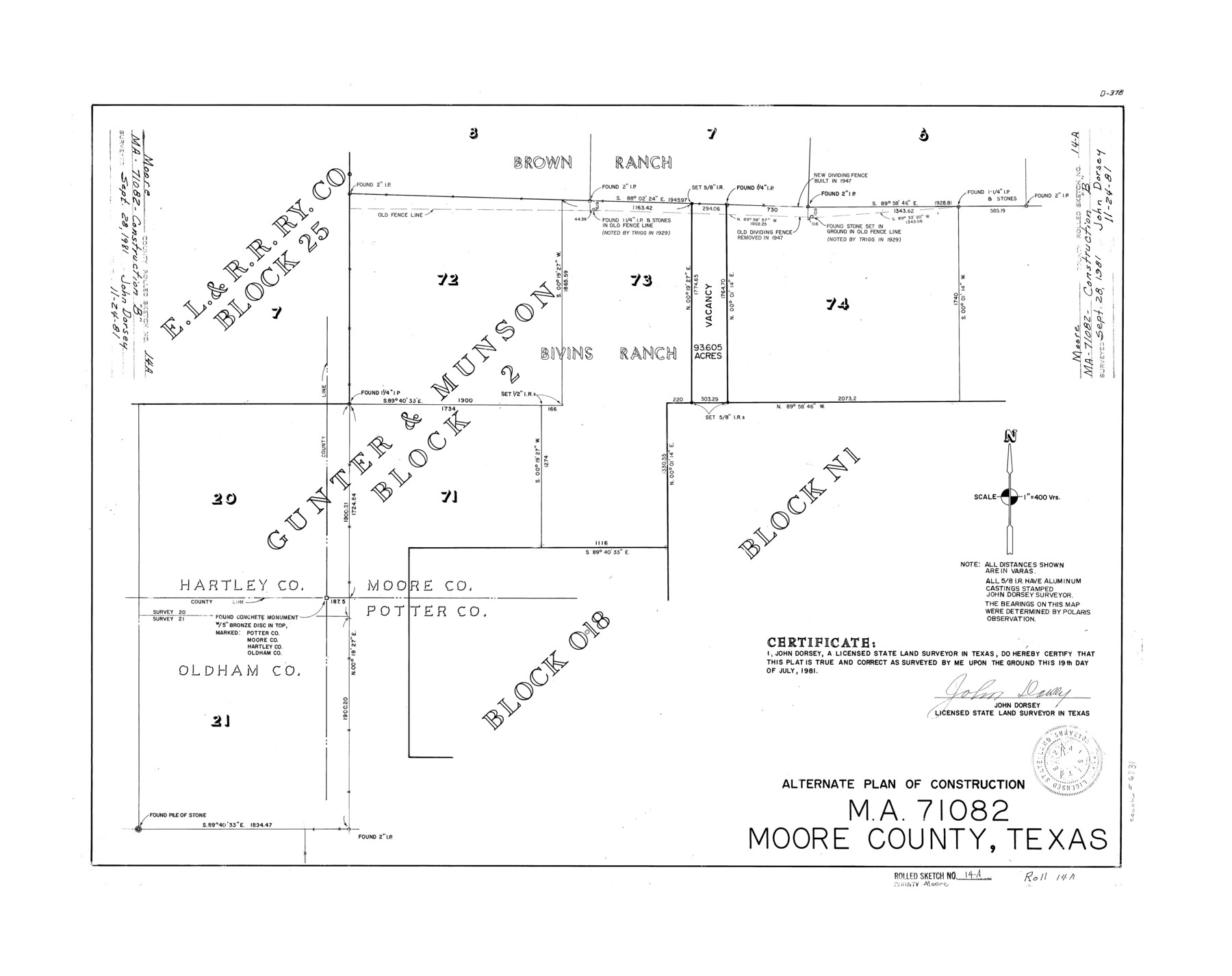 6831, Moore County Rolled Sketch 14A, General Map Collection