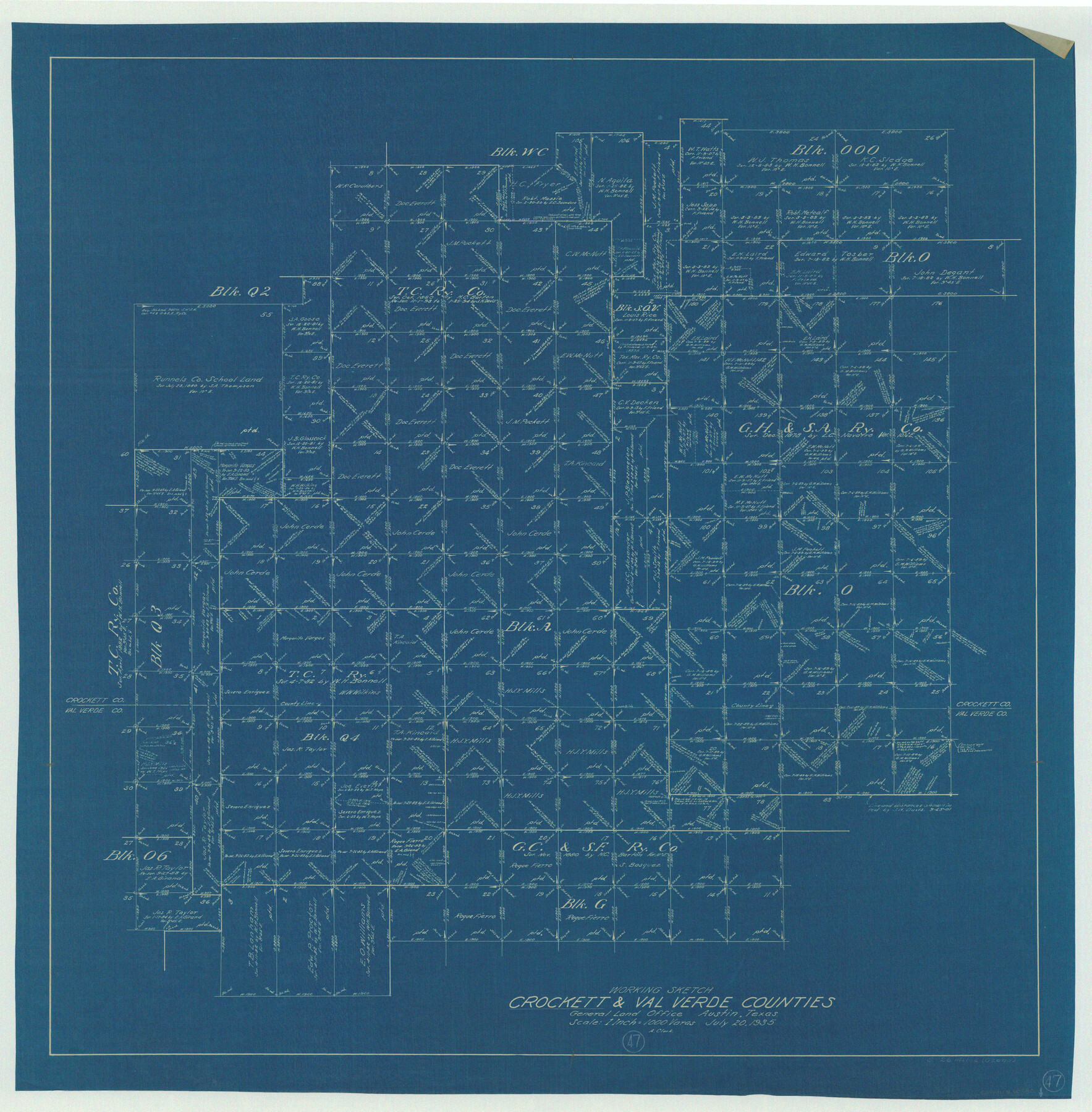 68380, Crockett County Working Sketch 47, General Map Collection