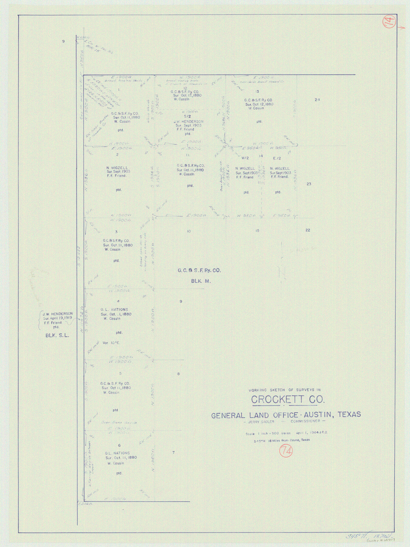 68407, Crockett County Working Sketch 74, General Map Collection