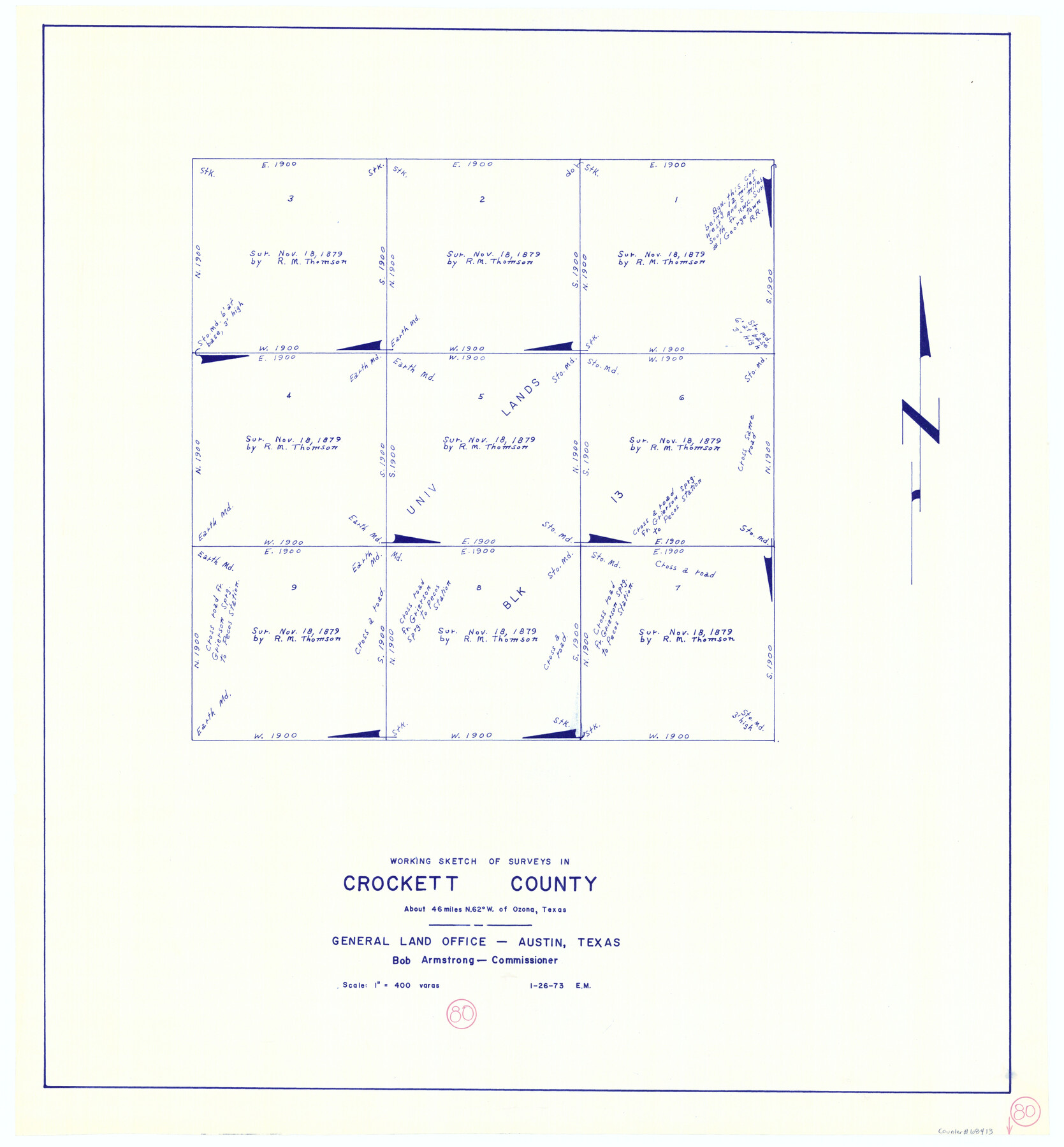 68413, Crockett County Working Sketch 80, General Map Collection