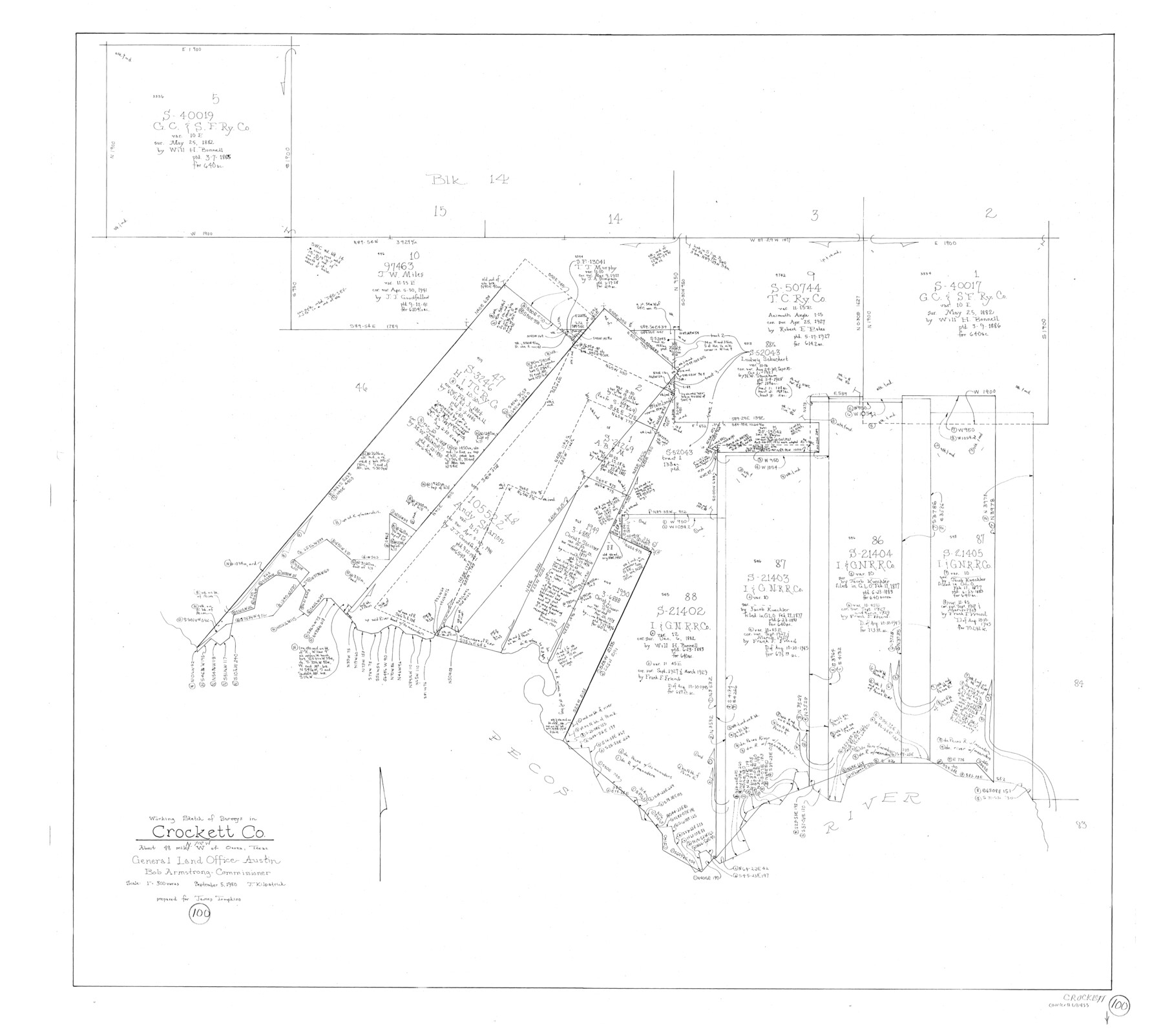 68433, Crockett County Working Sketch 100, General Map Collection