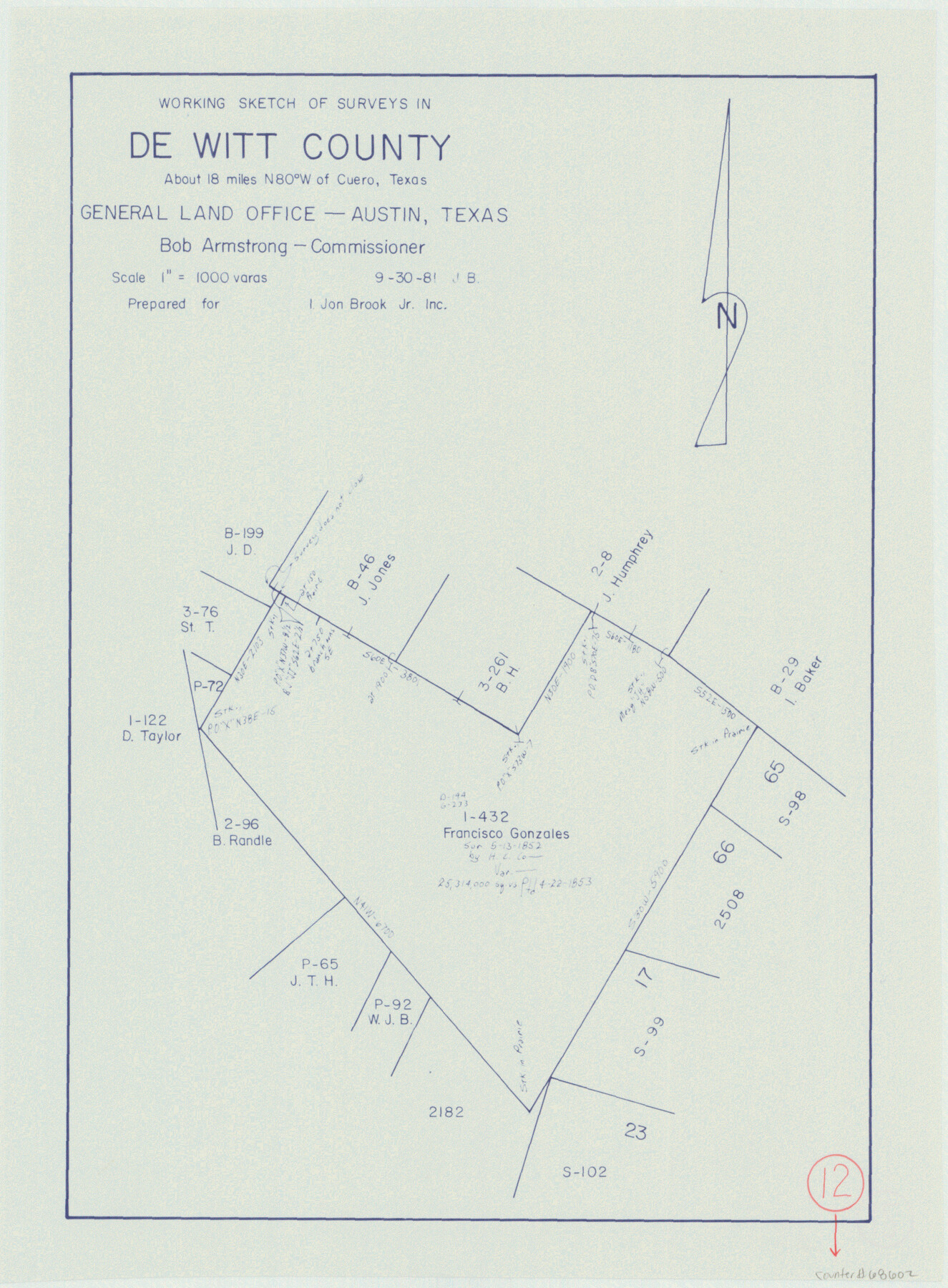 68602, DeWitt County Working Sketch 12, General Map Collection