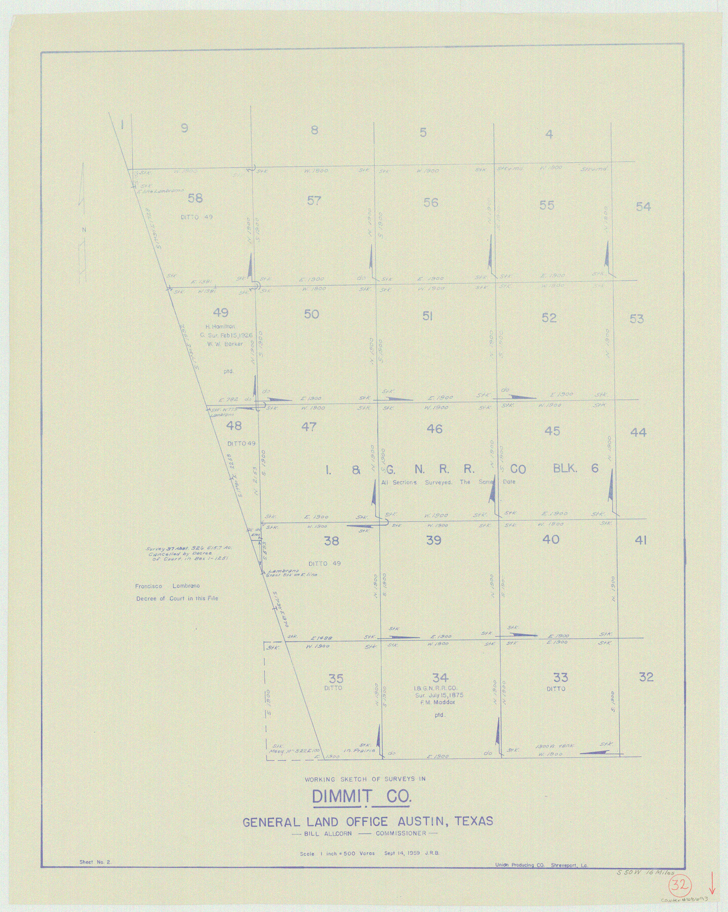 68693, Dimmit County Working Sketch 32, General Map Collection