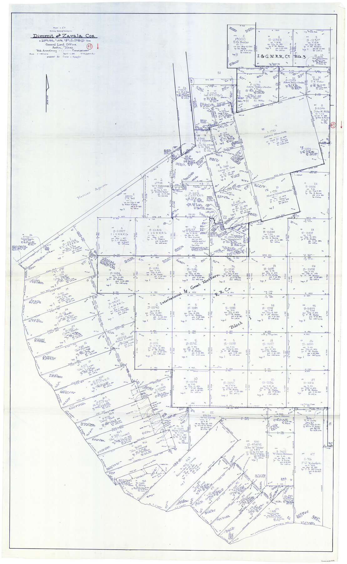 68708, Dimmit County Working Sketch 47, General Map Collection
