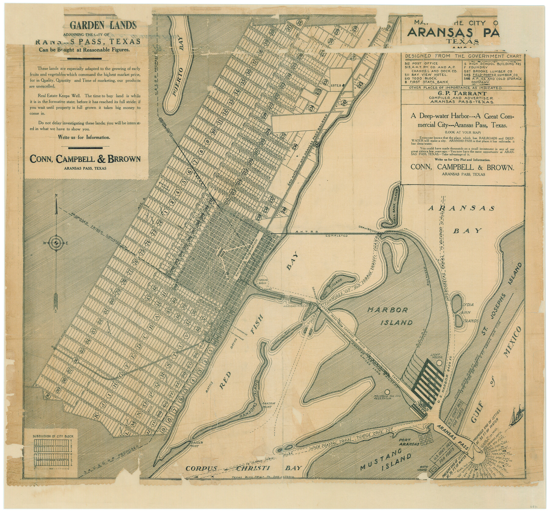 6871, Map of the City of Aransas Pass, General Map Collection
