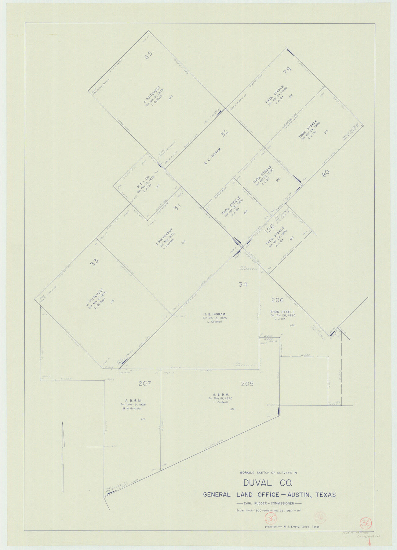 68760, Duval County Working Sketch 36, General Map Collection