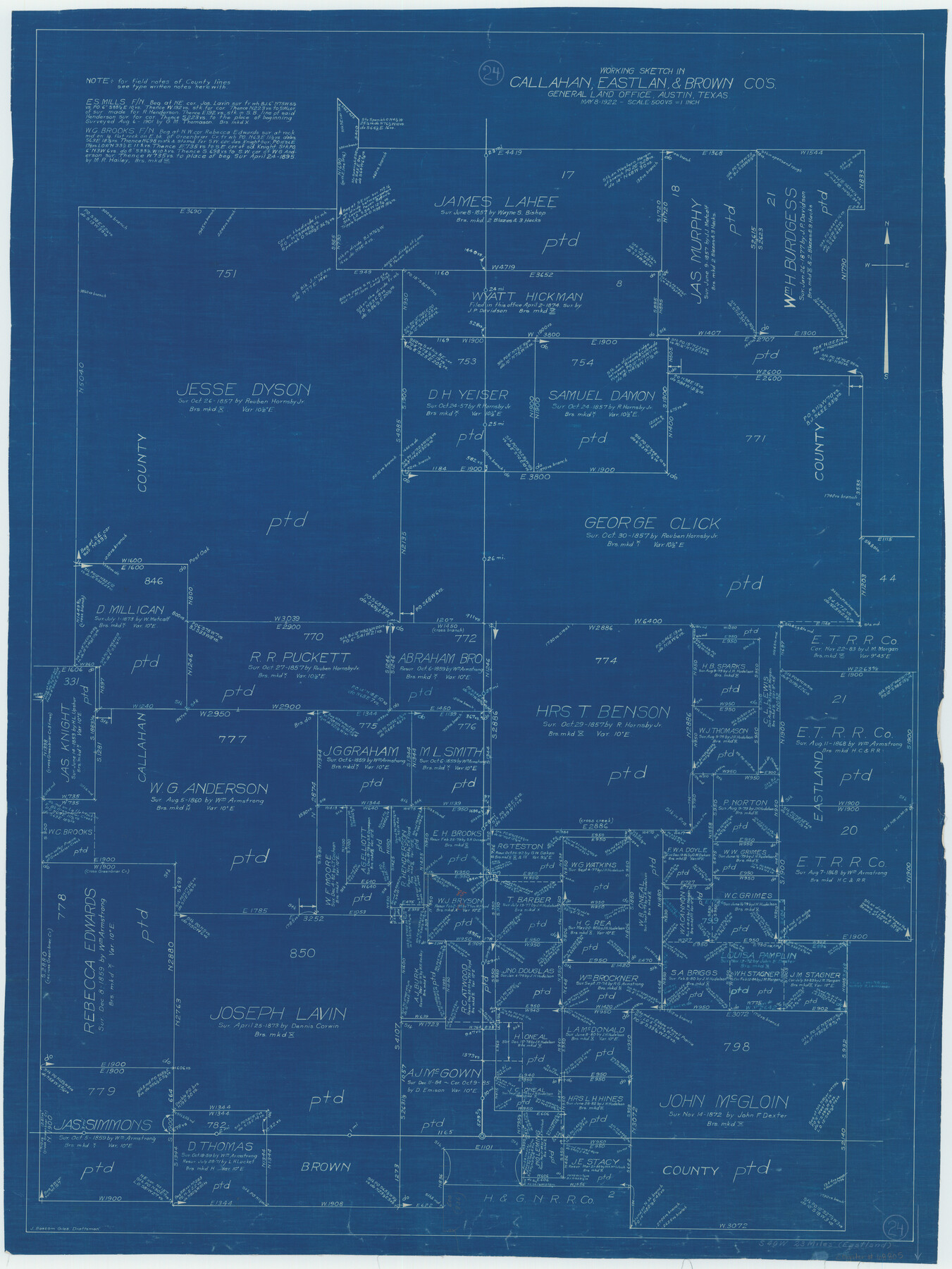 68805, Eastland County Working Sketch 24, General Map Collection