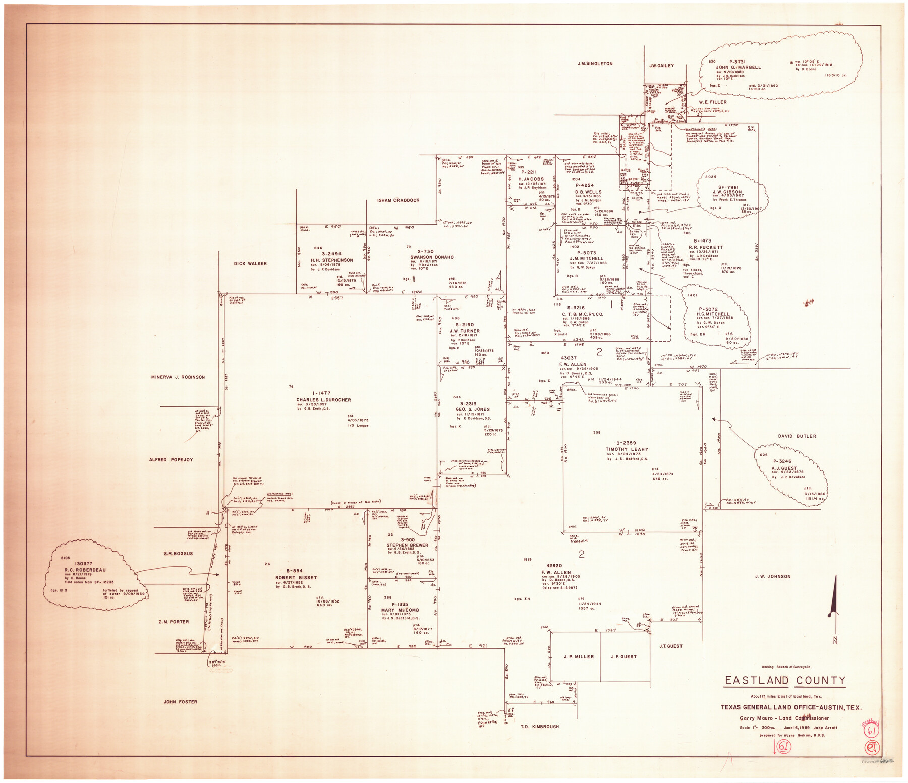 68842, Eastland County Working Sketch 61, General Map Collection
