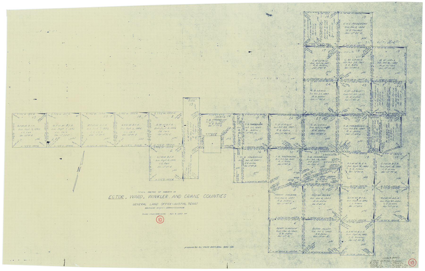 68853, Ector County Working Sketch 10, General Map Collection
