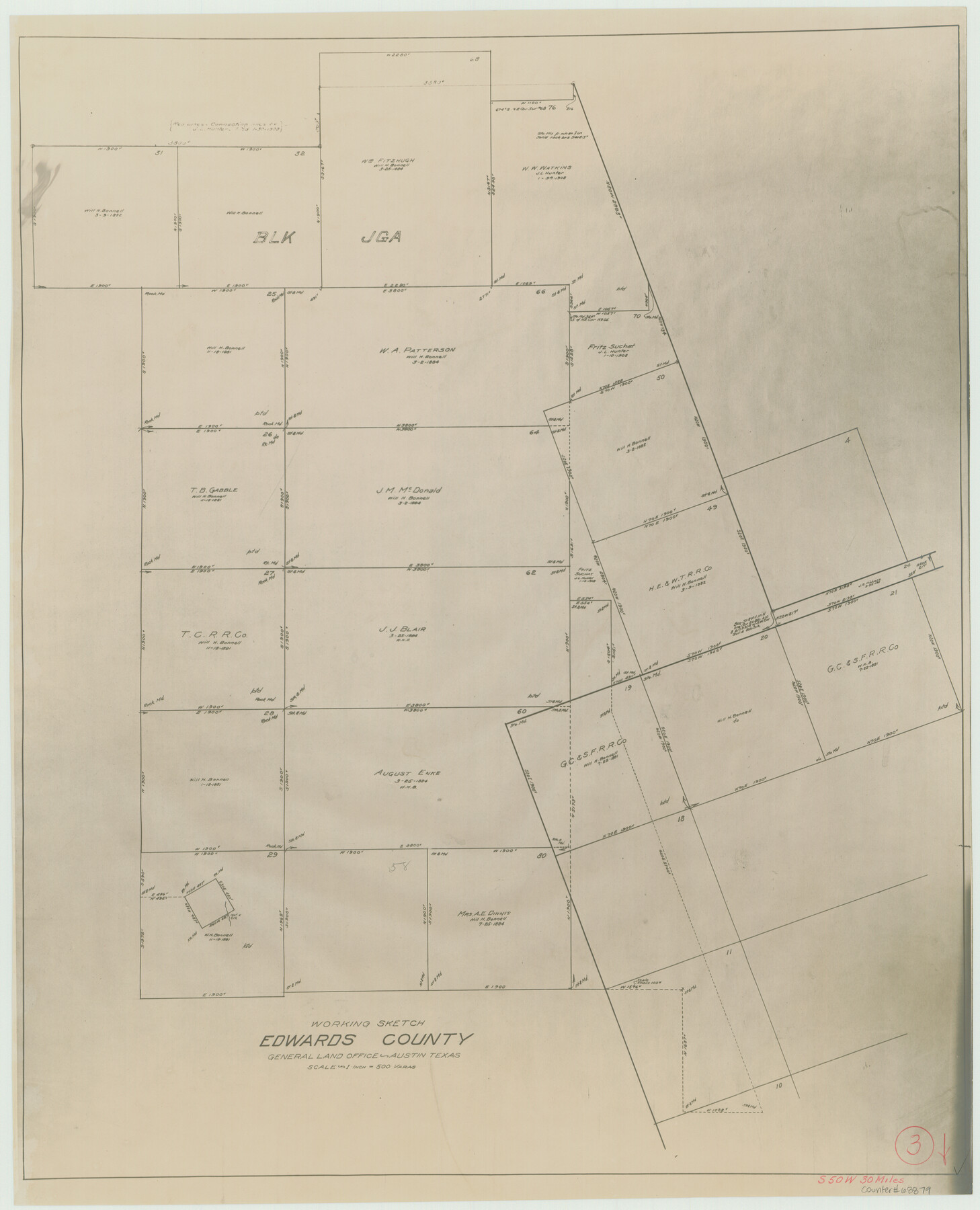 68879, Edwards County Working Sketch 3, General Map Collection