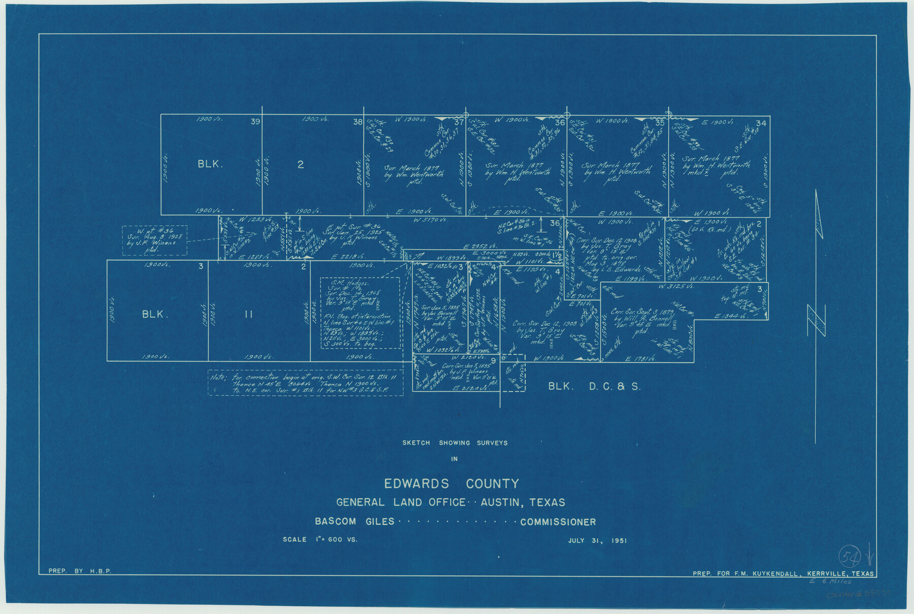 68930, Edwards County Working Sketch 54, General Map Collection