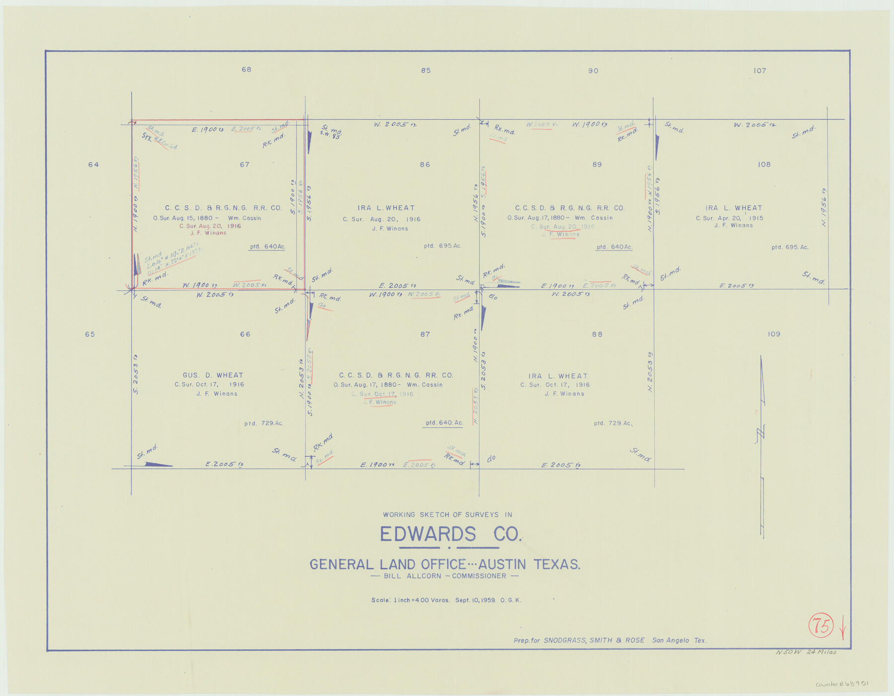 68951, Edwards County Working Sketch 75, General Map Collection