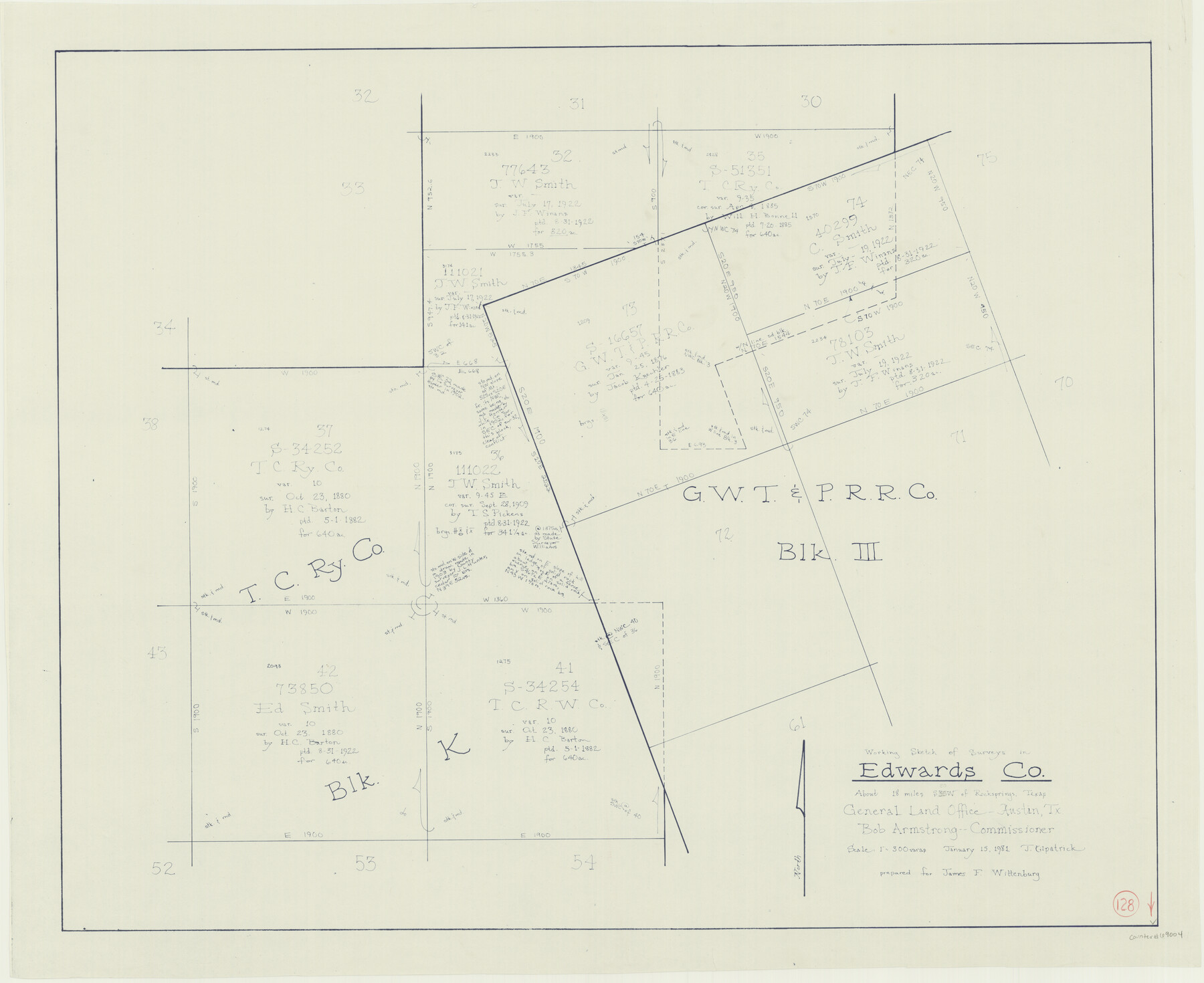 69004, Edwards County Working Sketch 128, General Map Collection