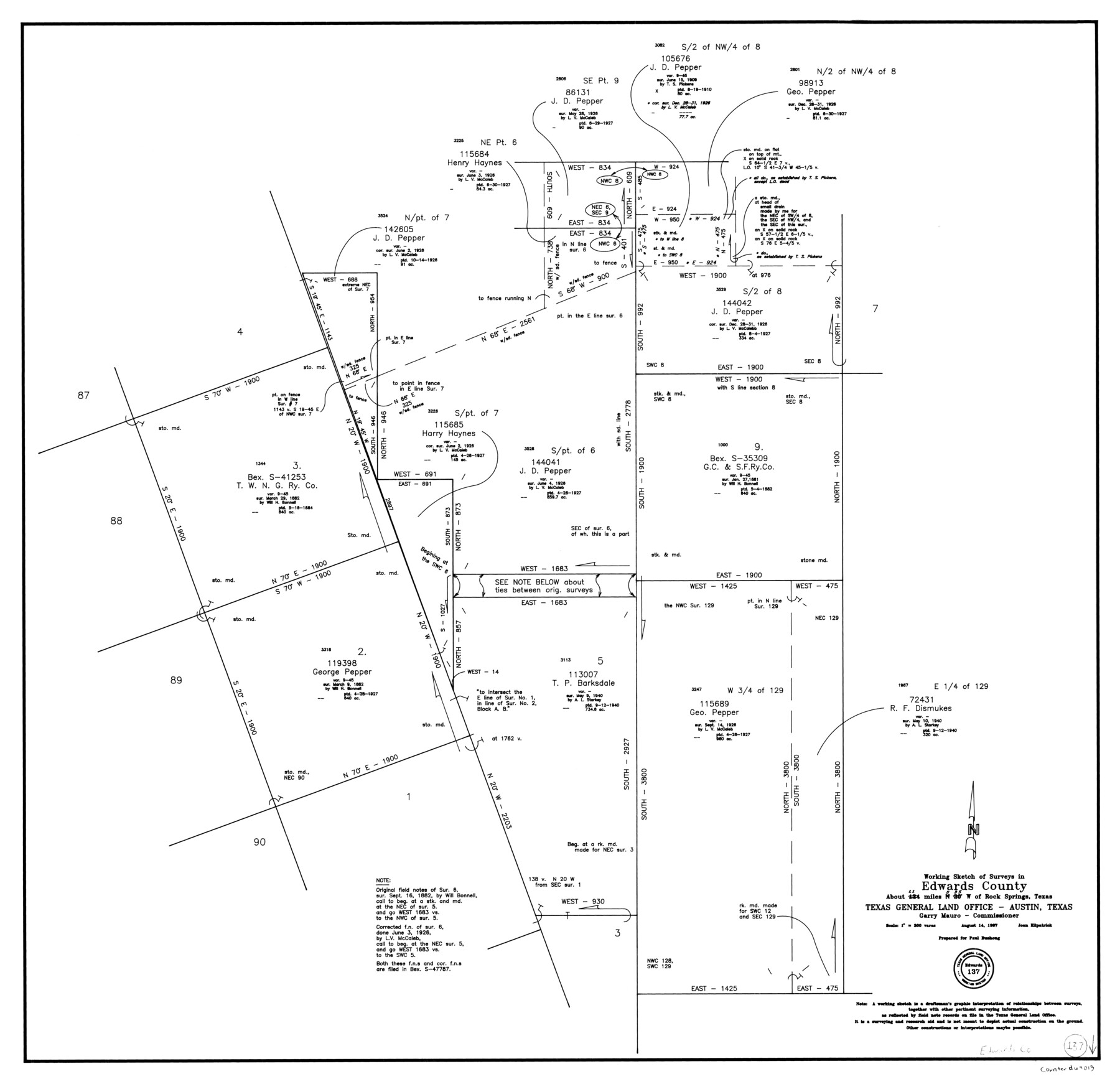 69013, Edwards County Working Sketch 137, General Map Collection