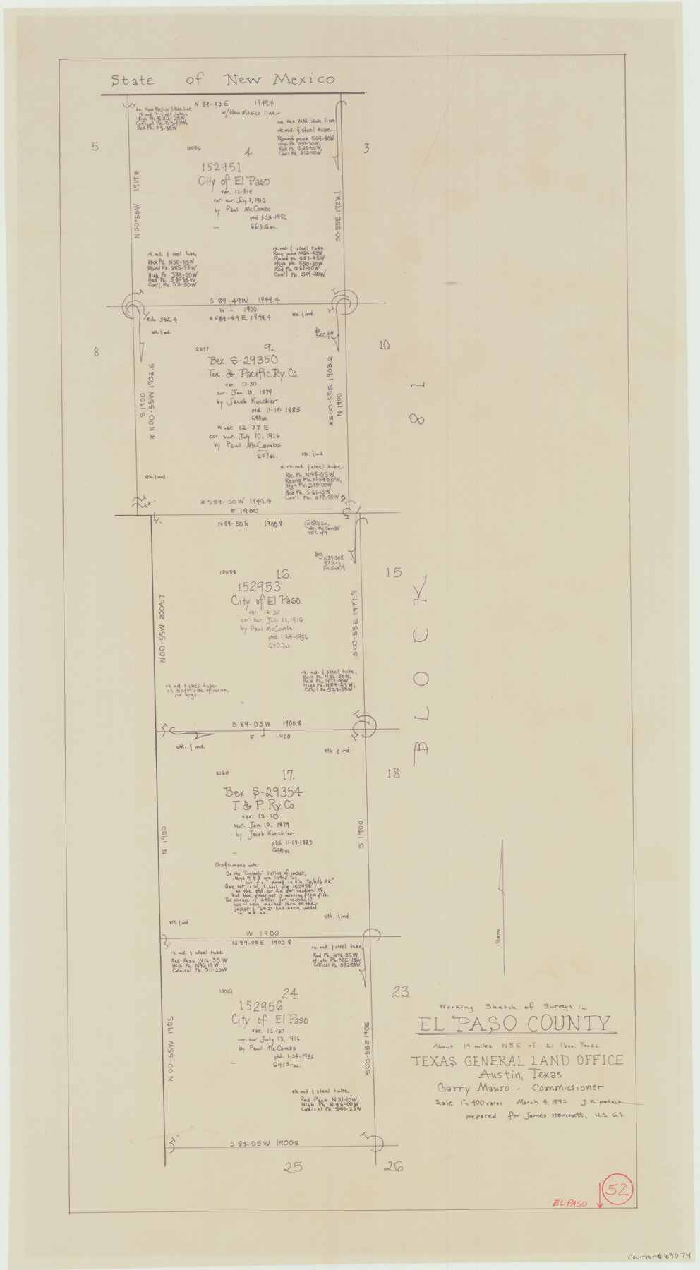 69074, El Paso County Working Sketch 52, General Map Collection