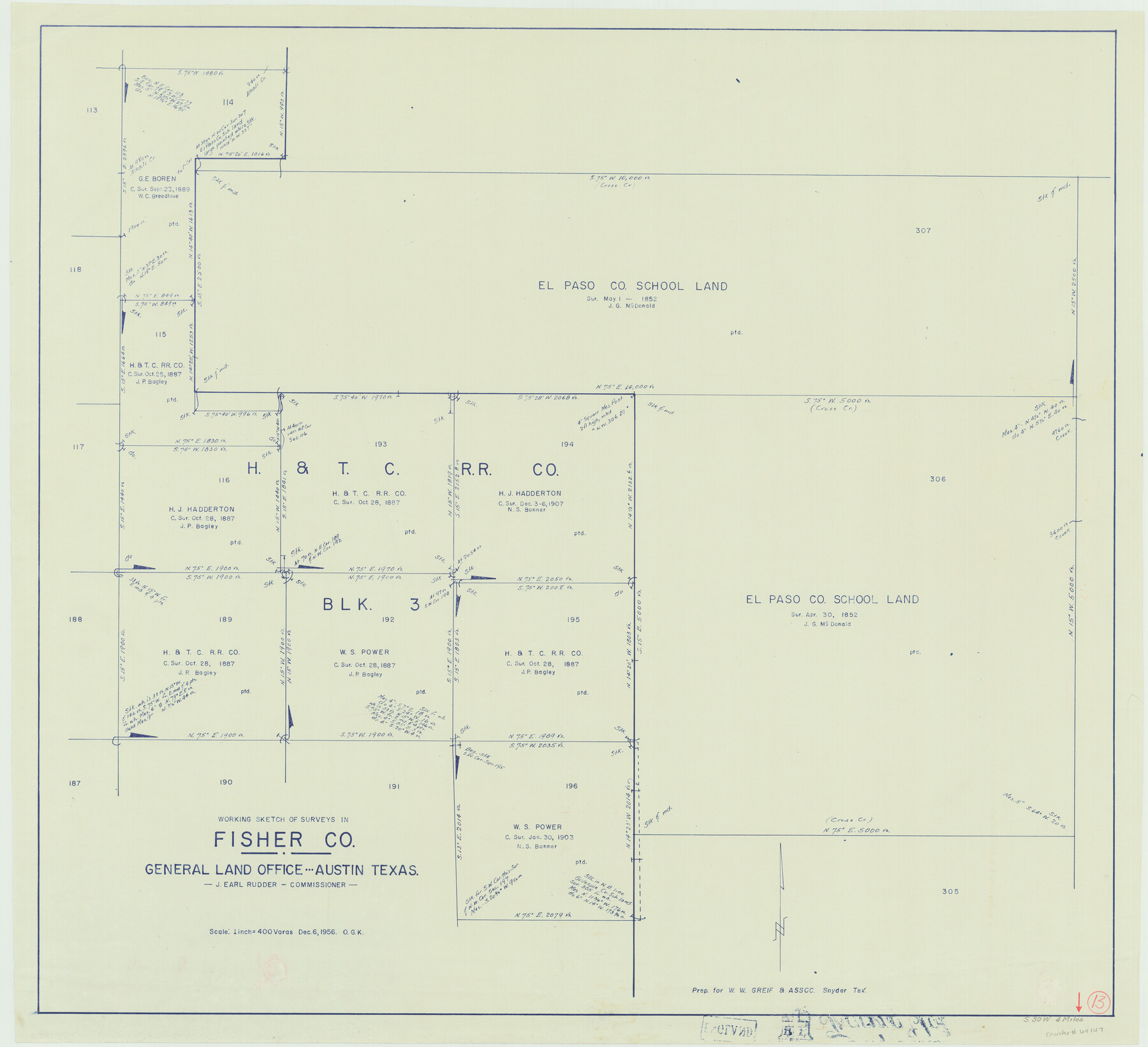 69147, Fisher County Working Sketch 13, General Map Collection