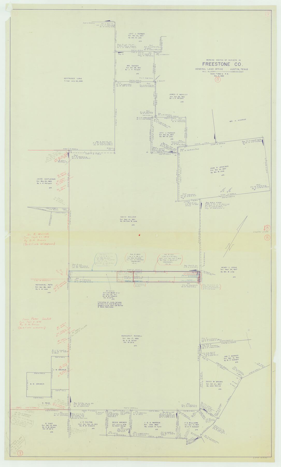 69250, Freestone County Working Sketch 8, General Map Collection