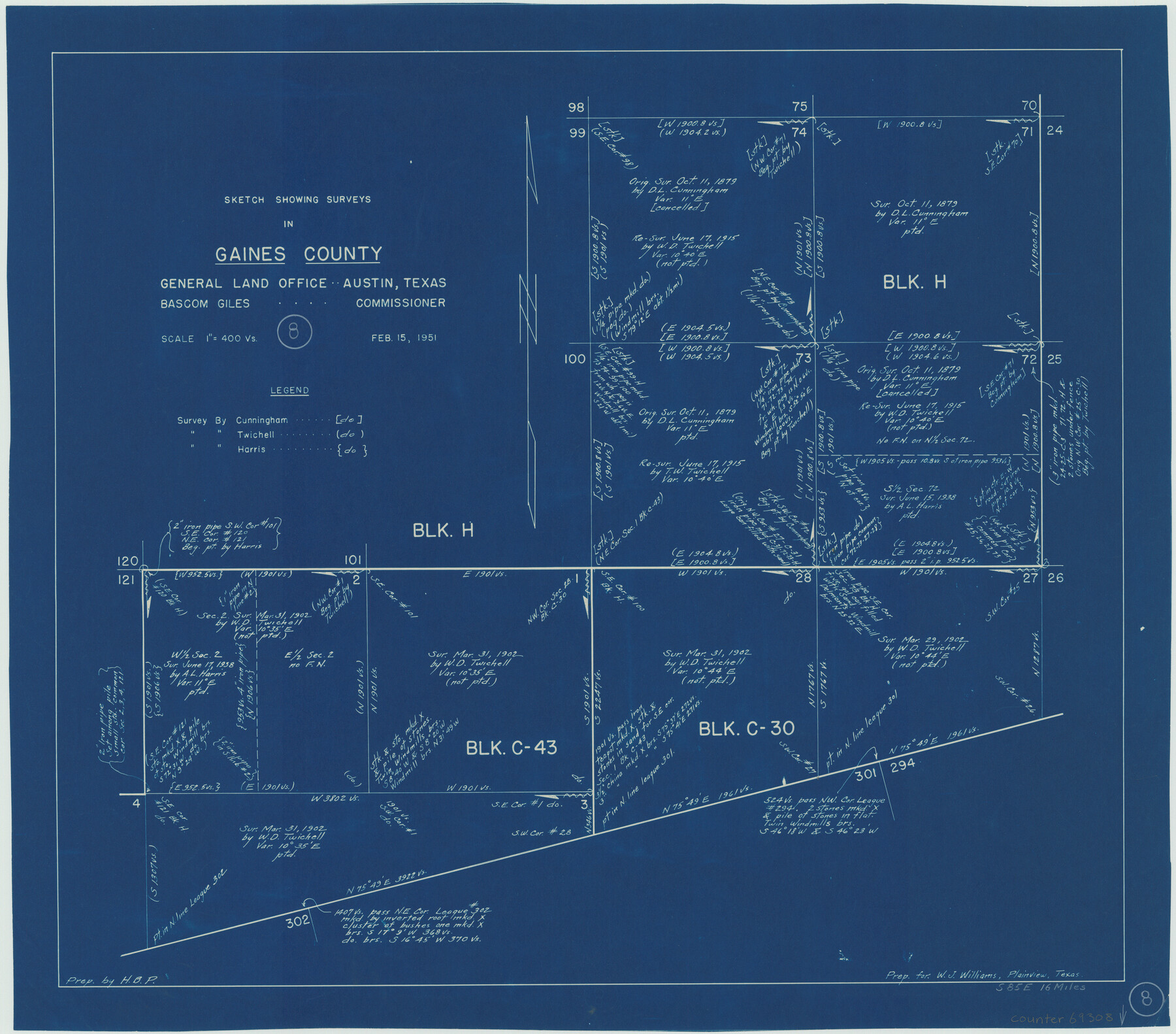 69308, Gaines County Working Sketch 8, General Map Collection