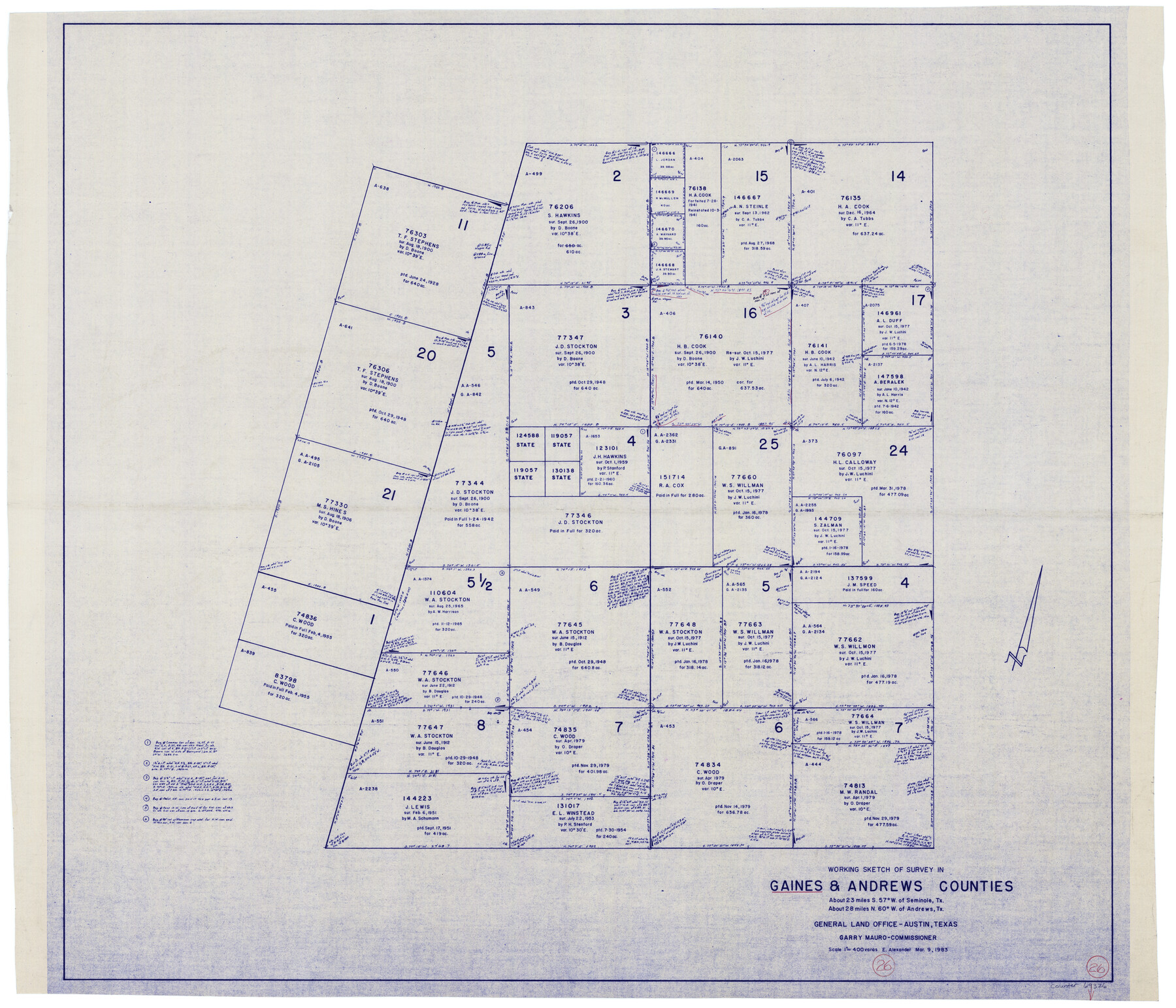 69326, Gaines County Working Sketch 26, General Map Collection
